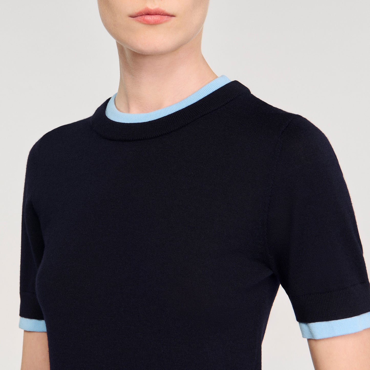 Erel Two-Tone Cropped Jumper Navy Blue