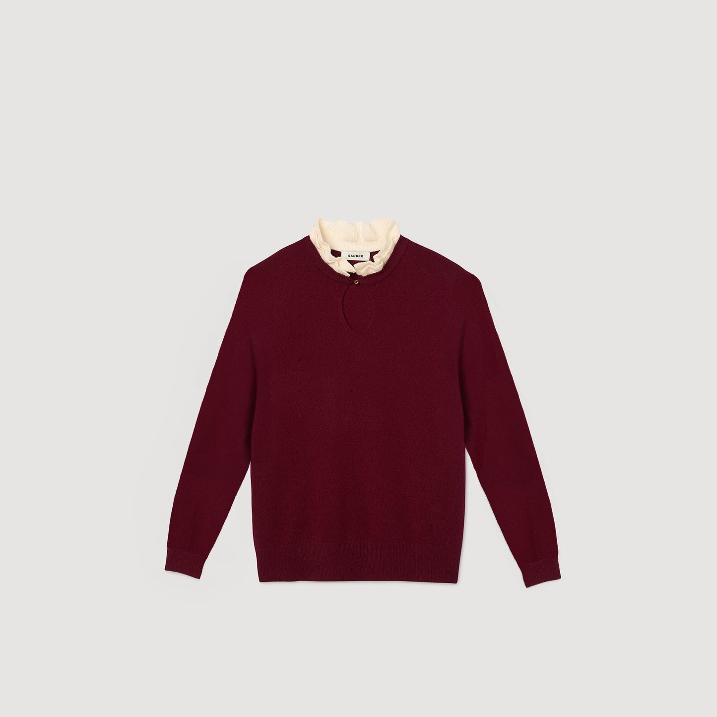 Amaris Ruffled-Neck Jumper Bordeaux