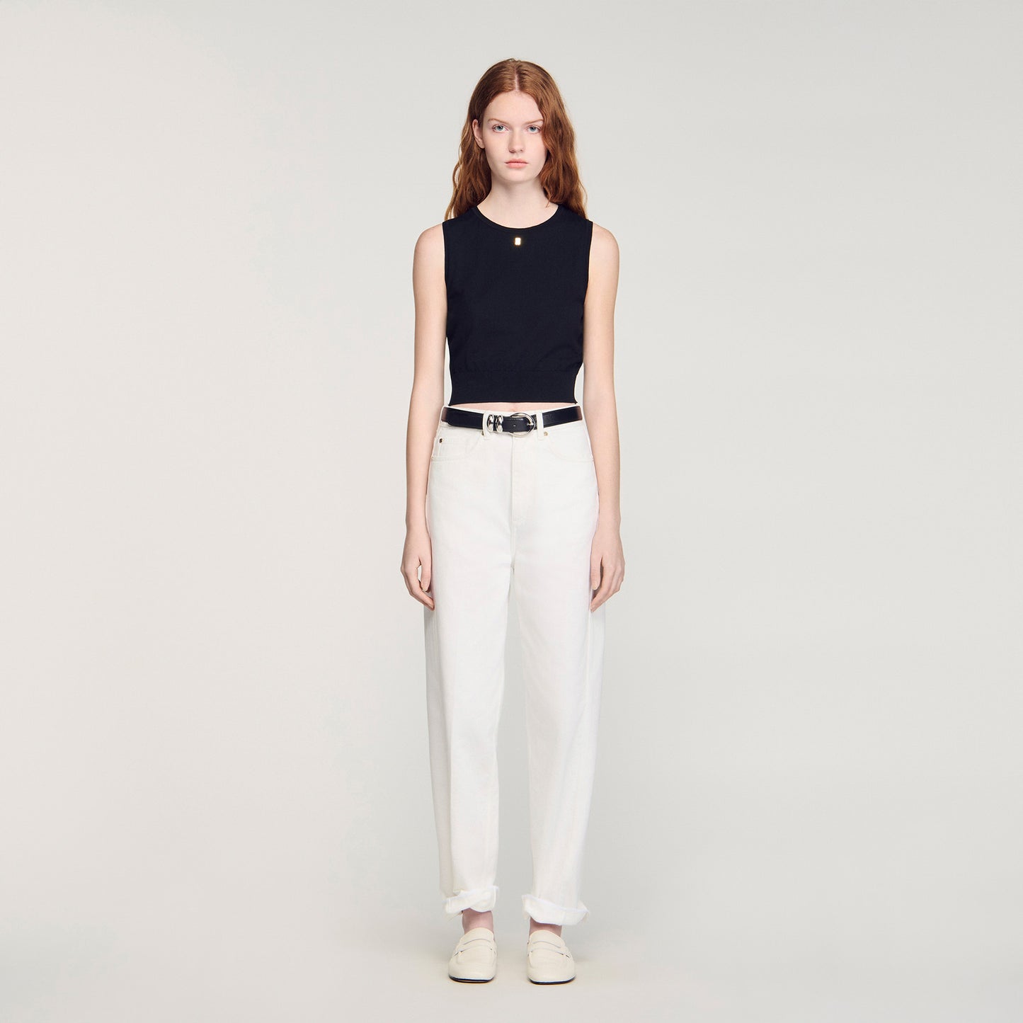 Timeo Sleeveless Short Knit Jumper BLACK