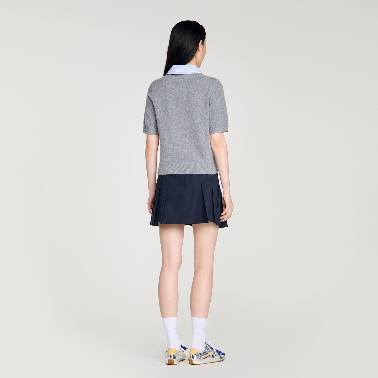 Theo Detachable Collar Wool Jumper Grey