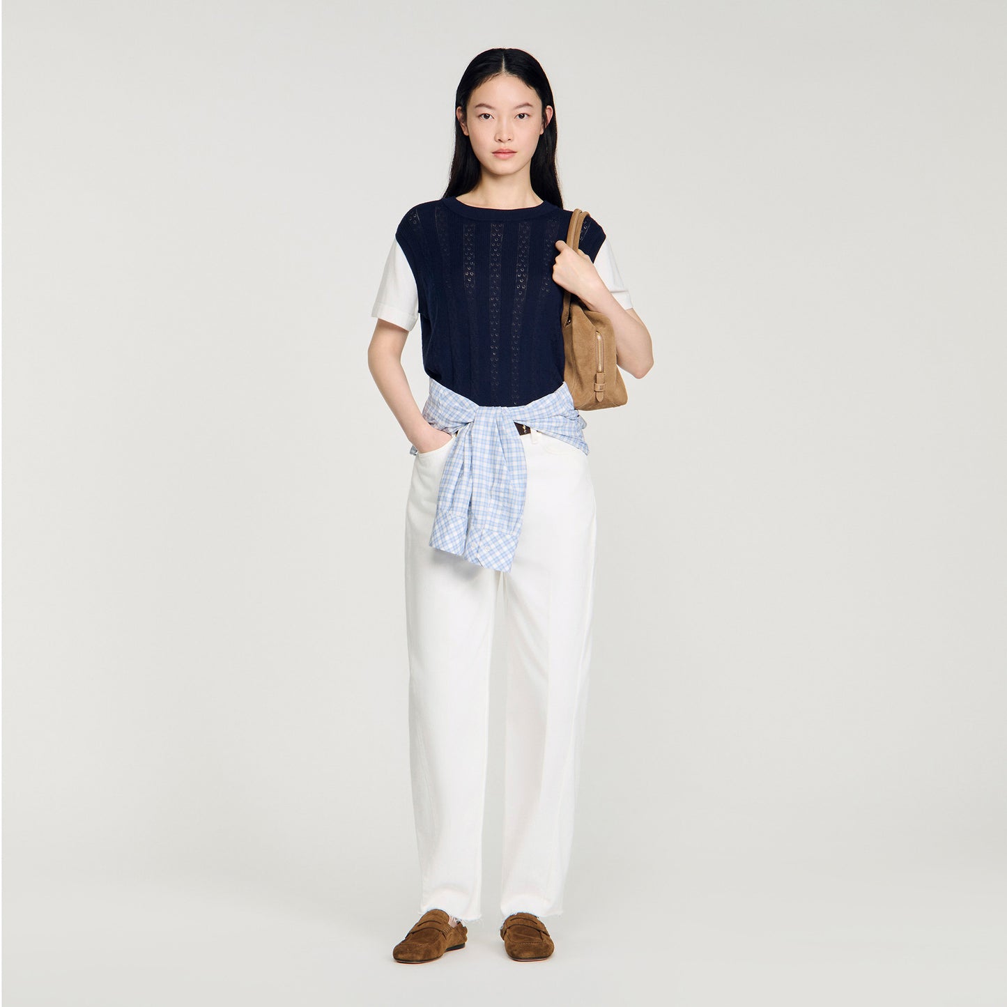 Artemia Pointelle Knit Jumper NAVY BLUE