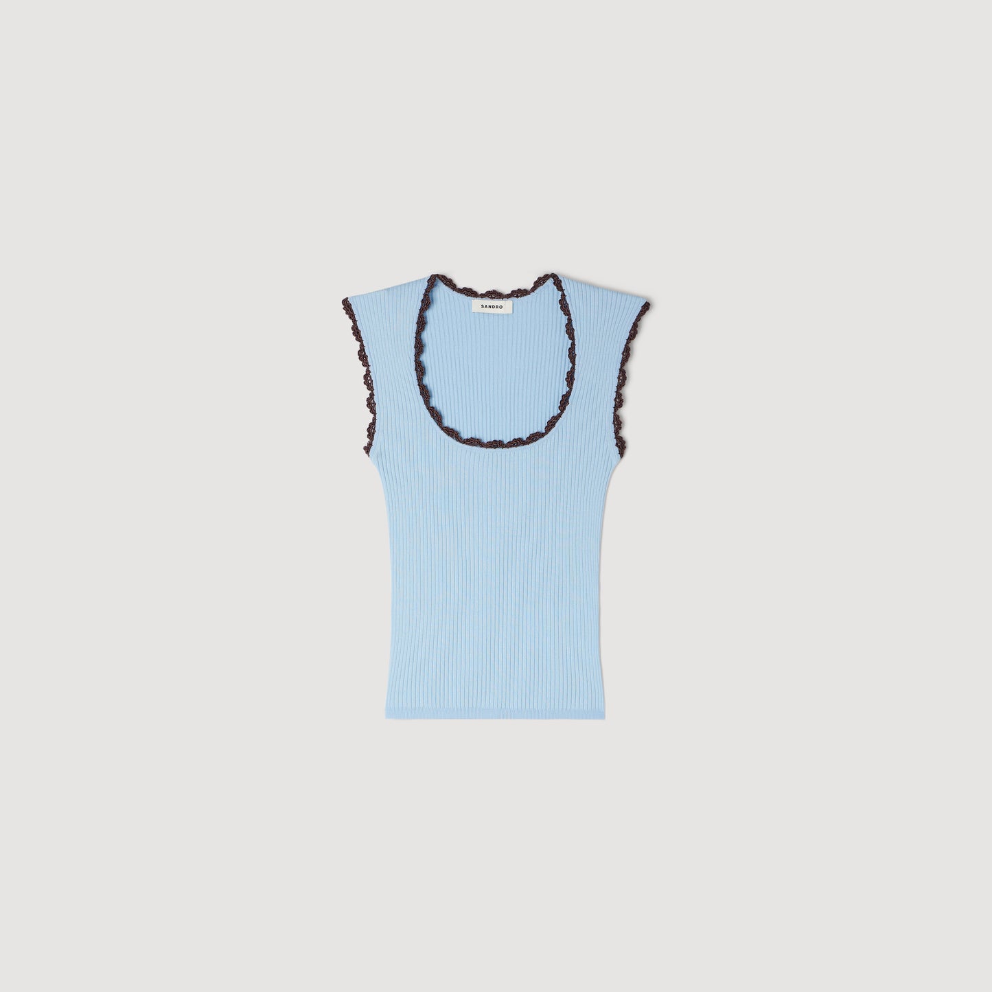 Belize Crochet Detail Knit Top Sky Blue