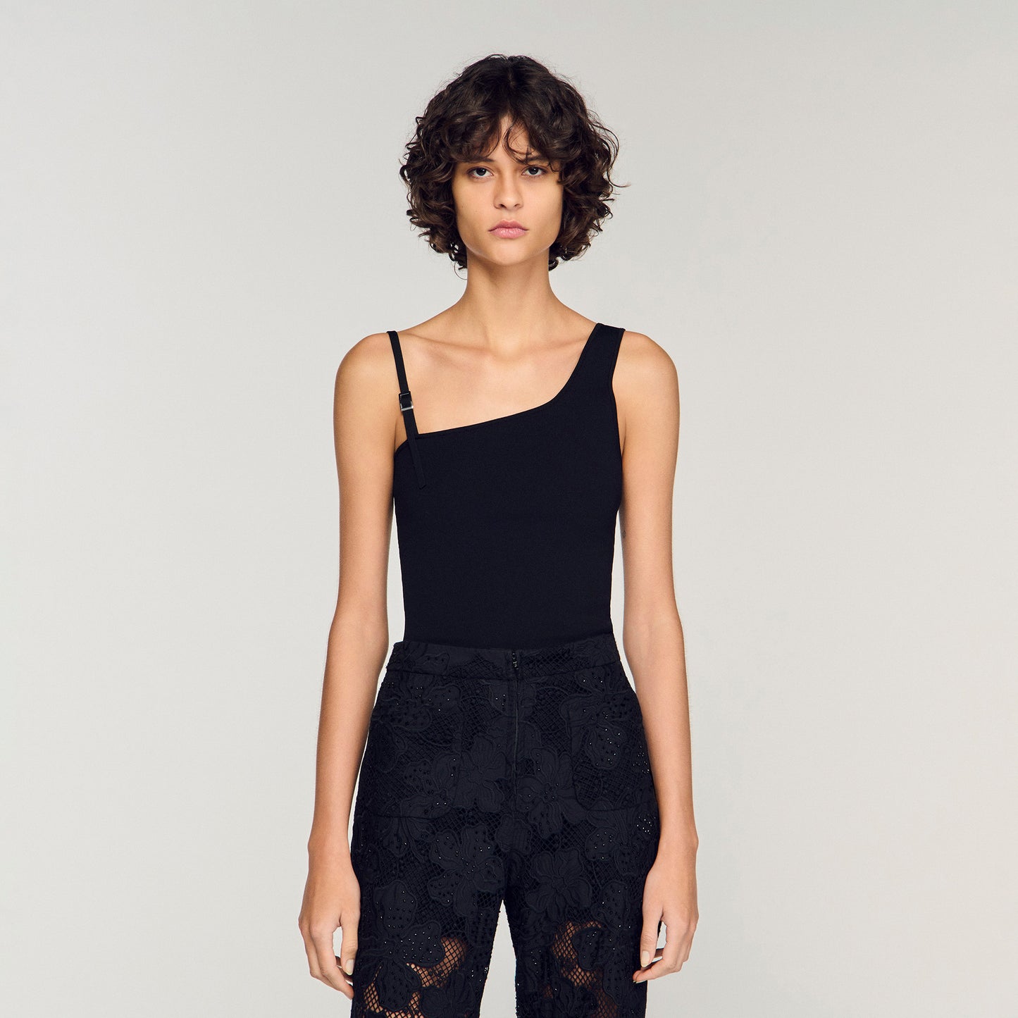 Asymmetric Knit Jumper Black