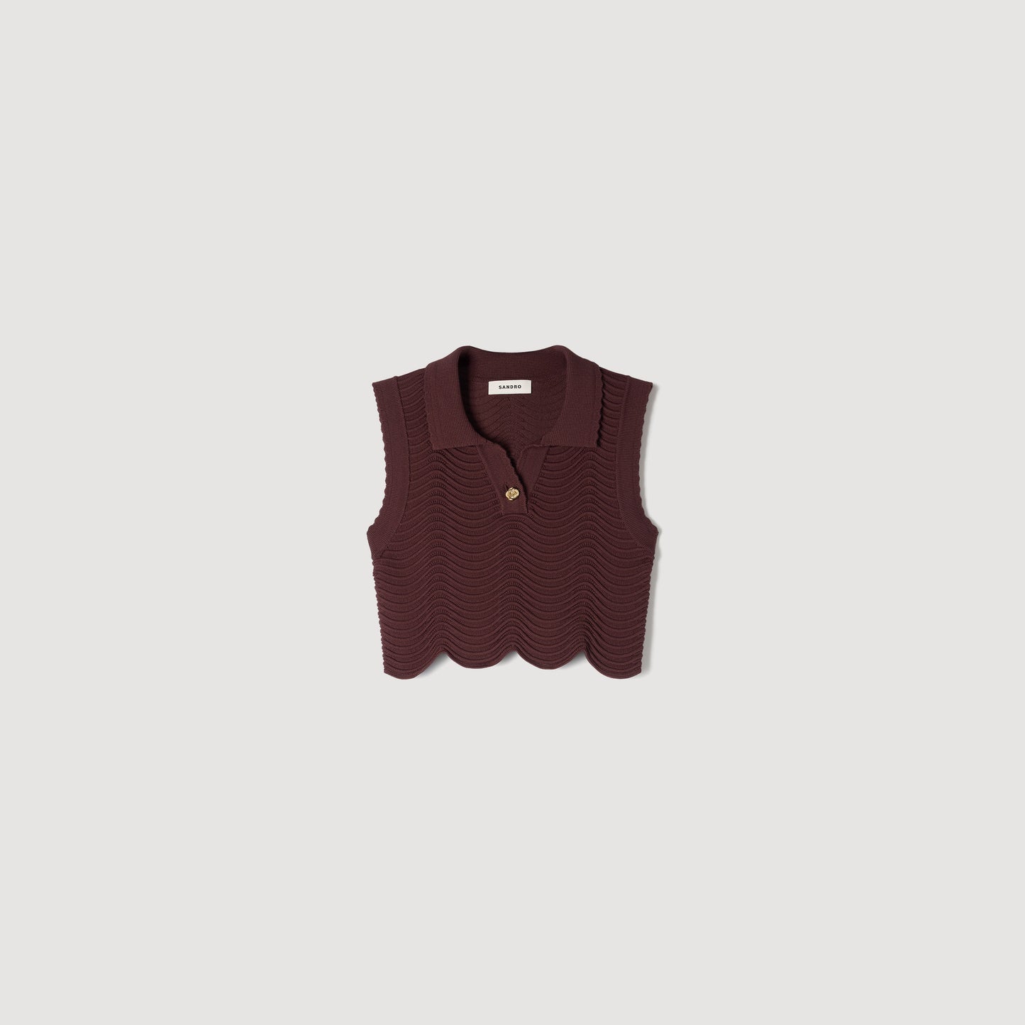 Davis Cropped Decorative Knit Top Brown