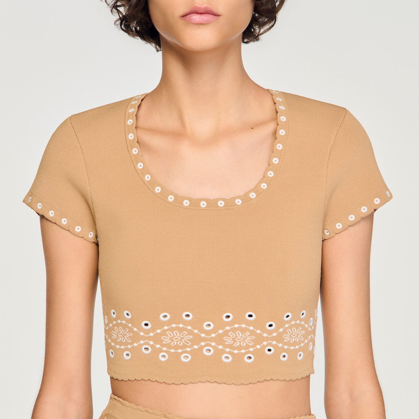 Siena Jumper With Contrast Embroidery Beige