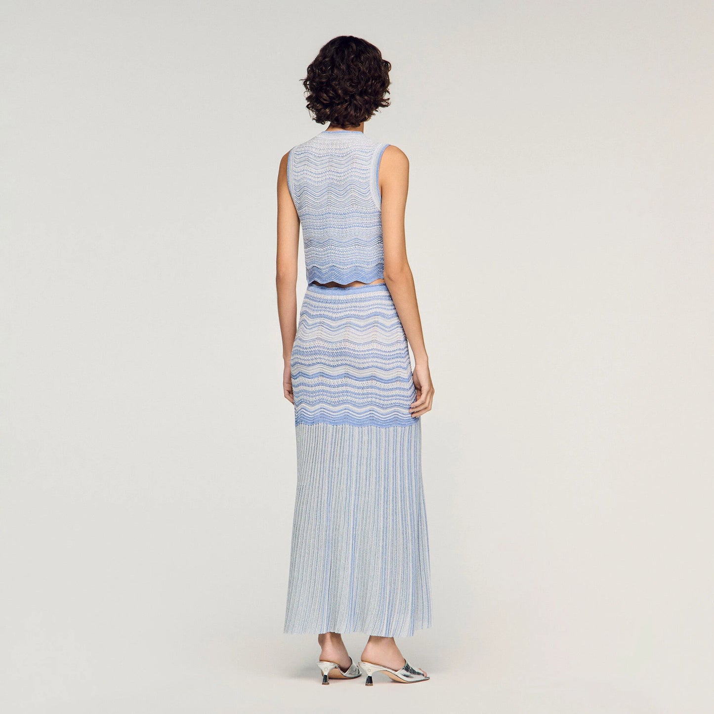 Davi Decorative Knit Crop Top Sky Blue