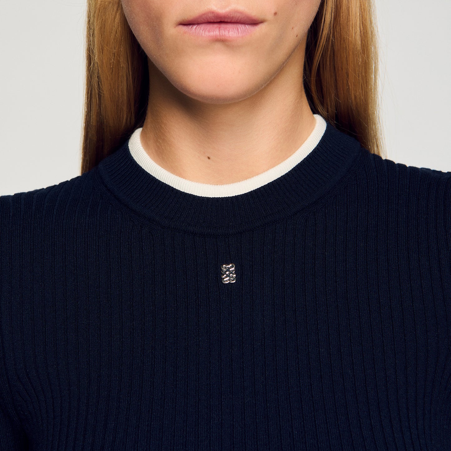 Gassin Layered Effect Wool Blend Jumper Navy Blue