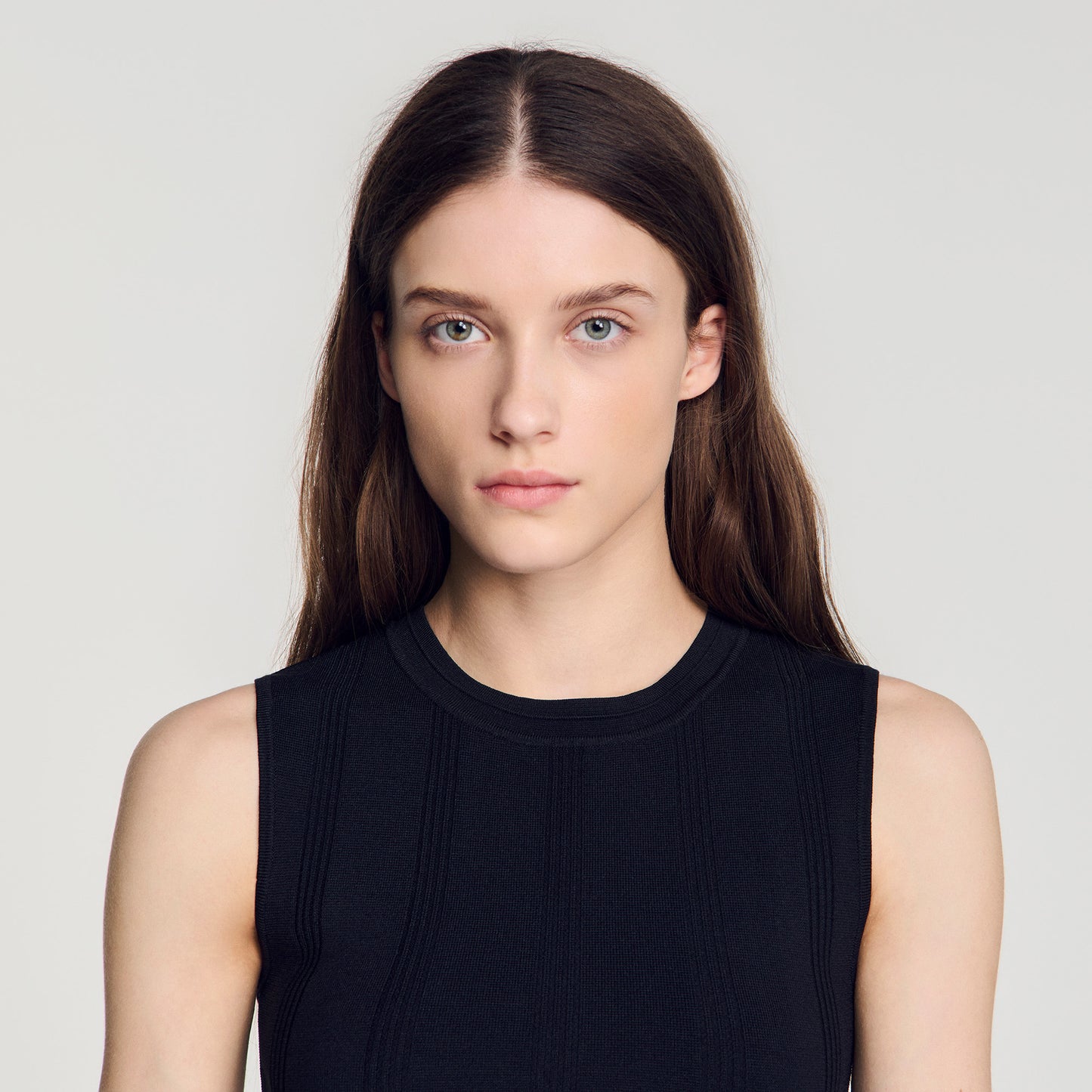 Noe Cropped ribbed knit top Black