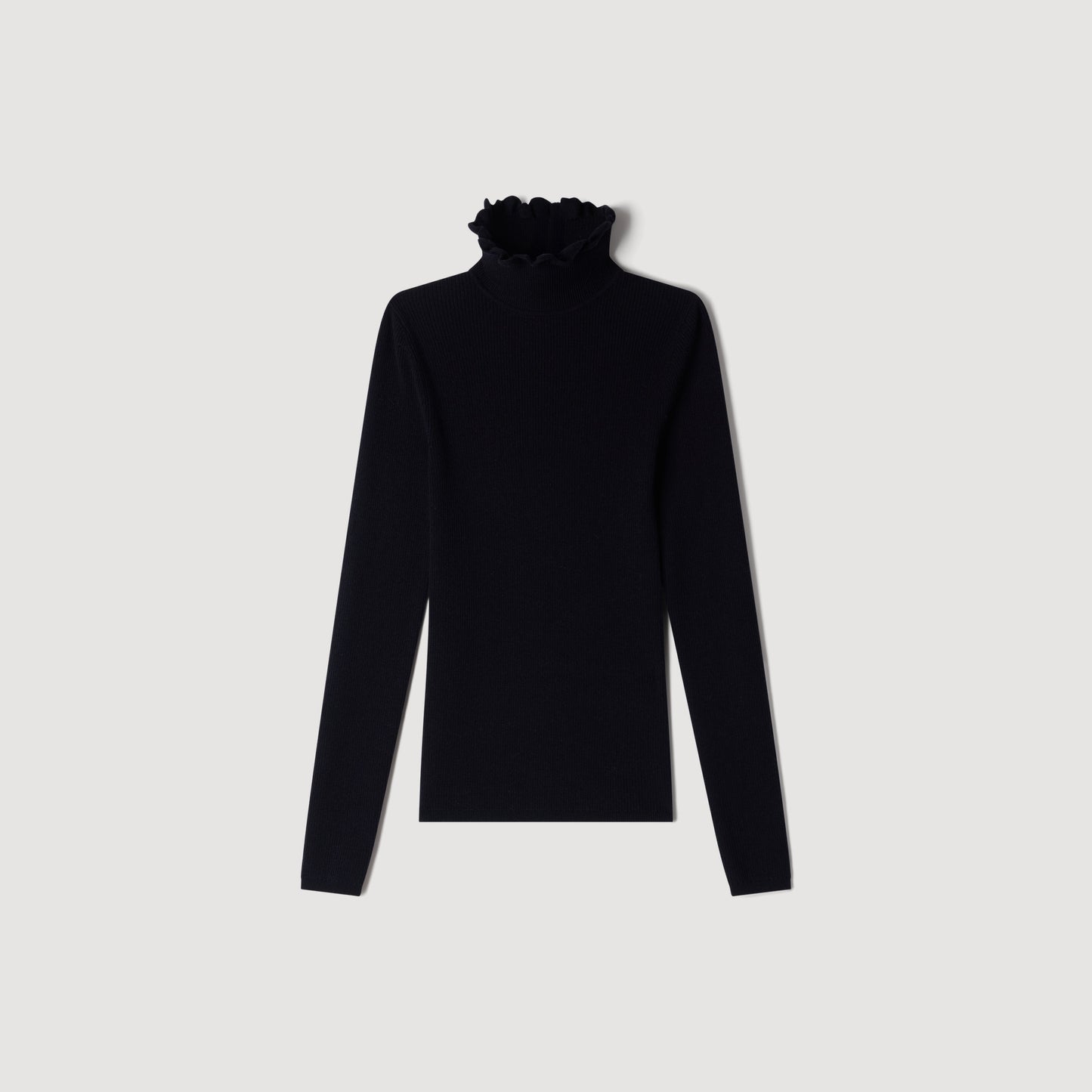 Lana Ruffled roll-neck wool jumper Black