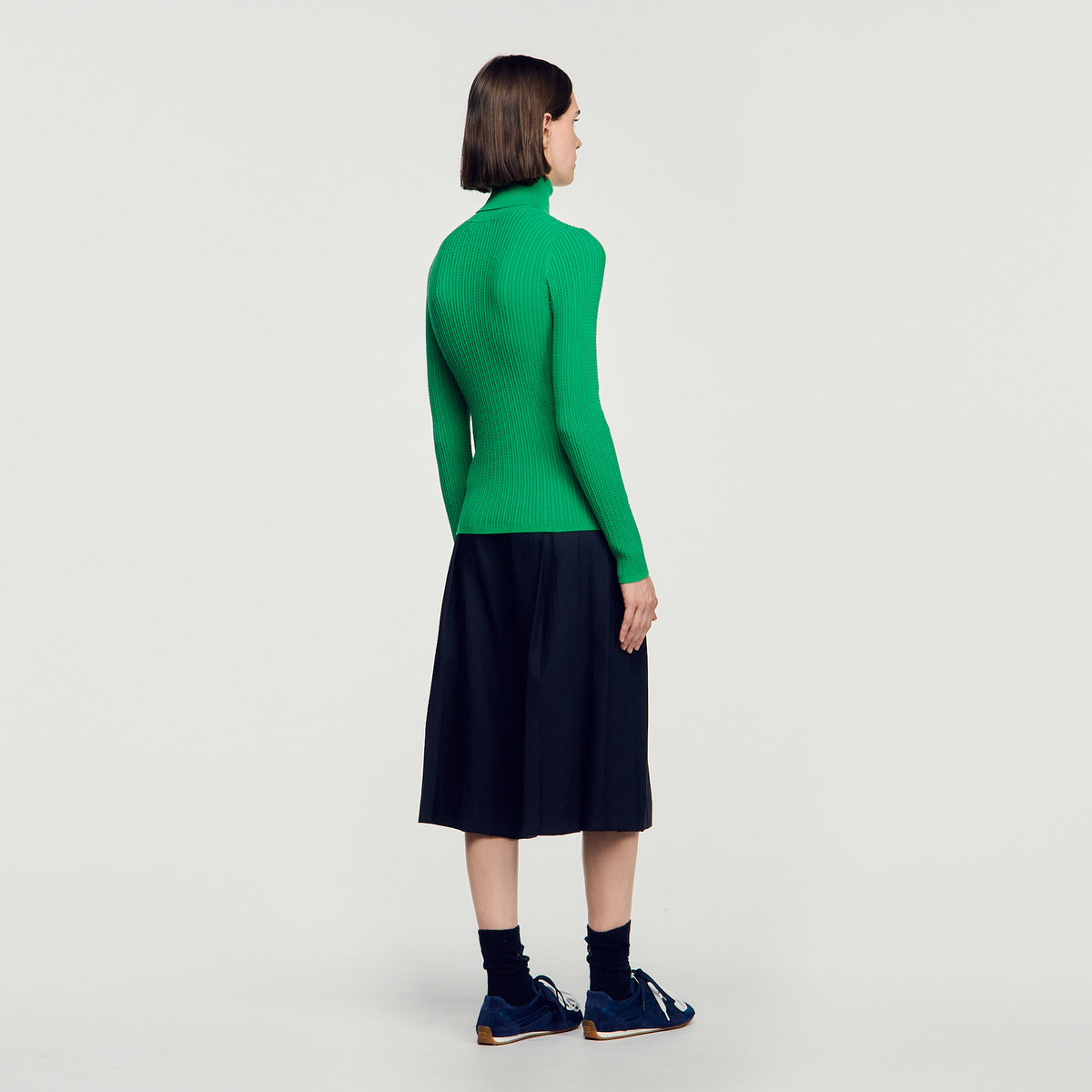 Eline Roll-Neck Cable Knit Jumper Green