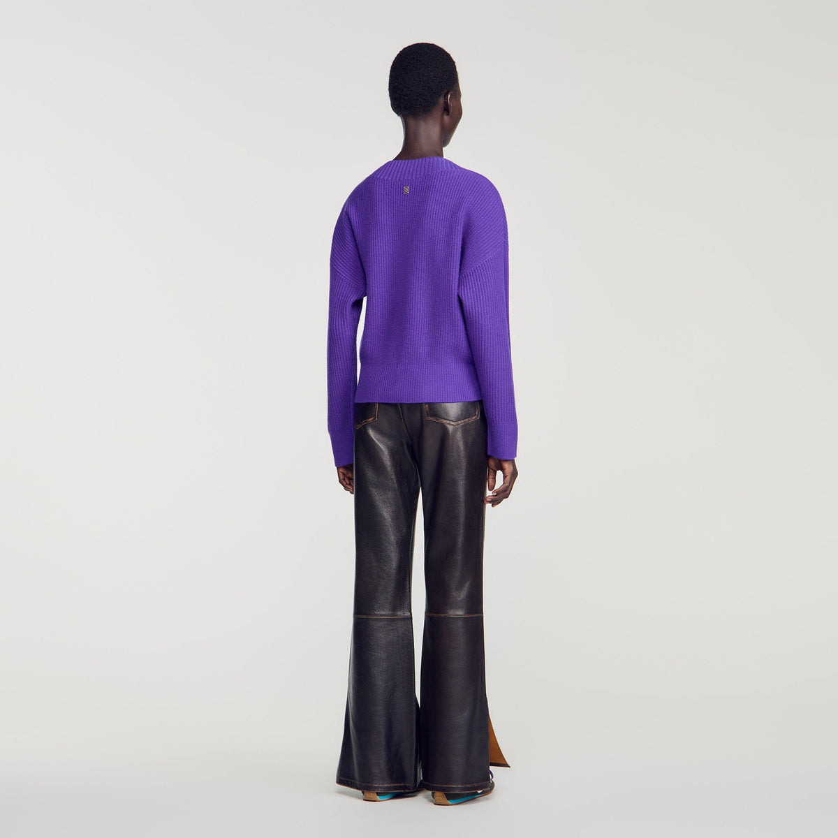Purple Ribbed Wool And Cashmere Jumper Purple