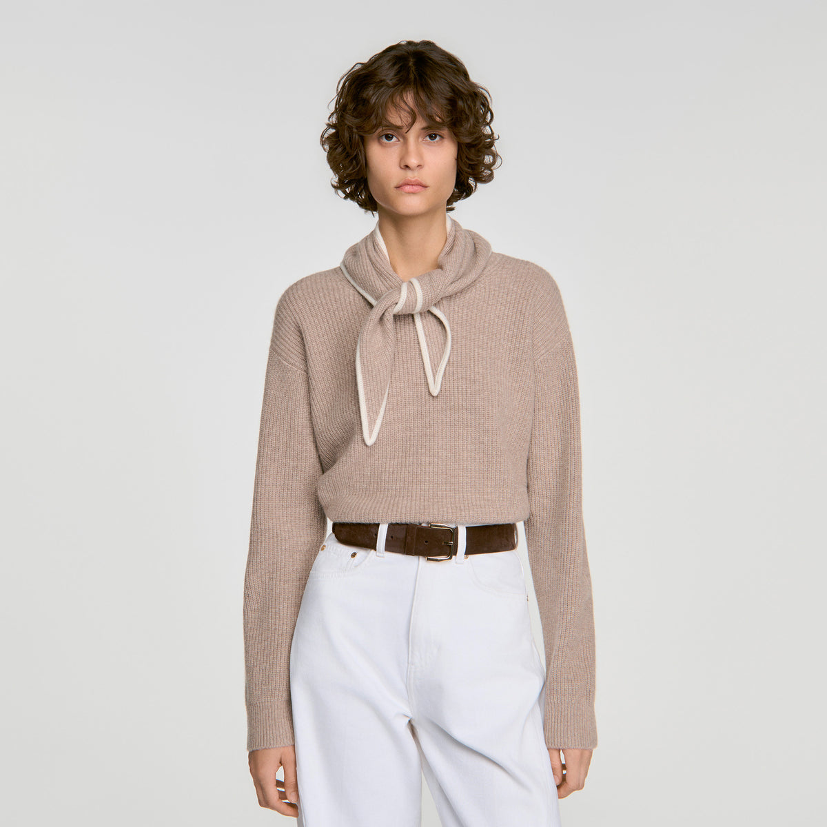 Amara 2-in-1 wool and cashmere jumper Taupe