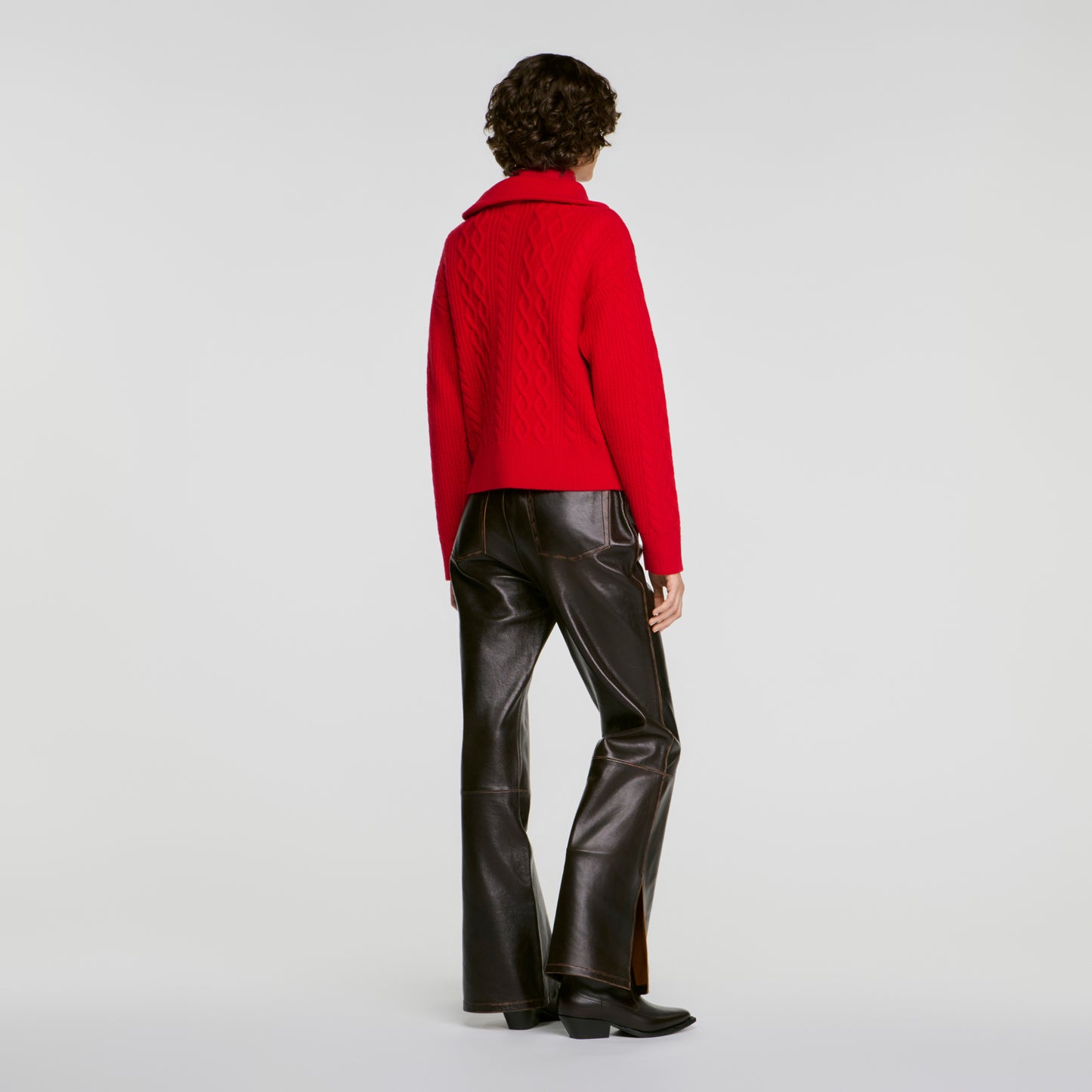 Arabella Zip-neck knit jumper Red
