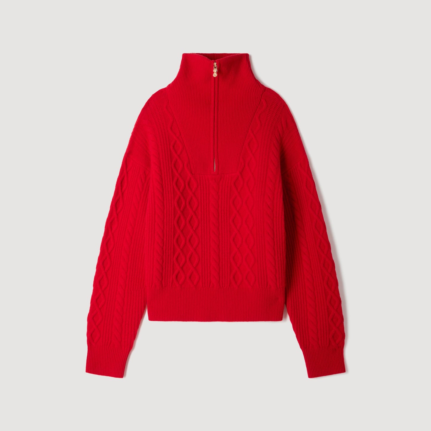 Arabella Zip-neck knit jumper Red
