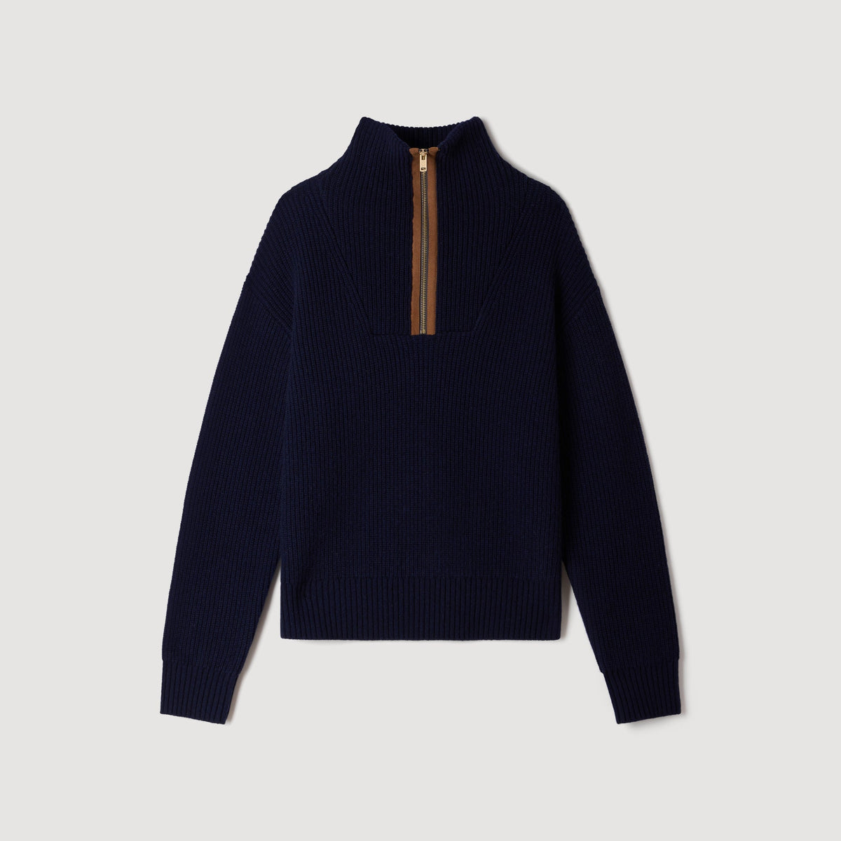 Mara Wool And Cashmere Half-Zip Jumper Navy Blue