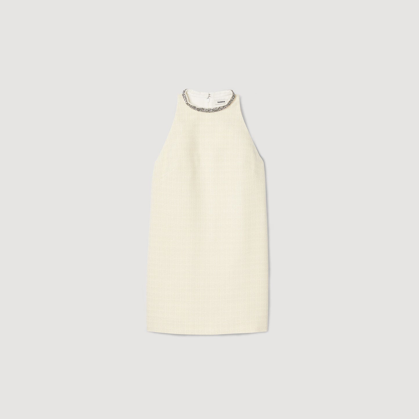 Dress With Jewellery Collar Ecru
