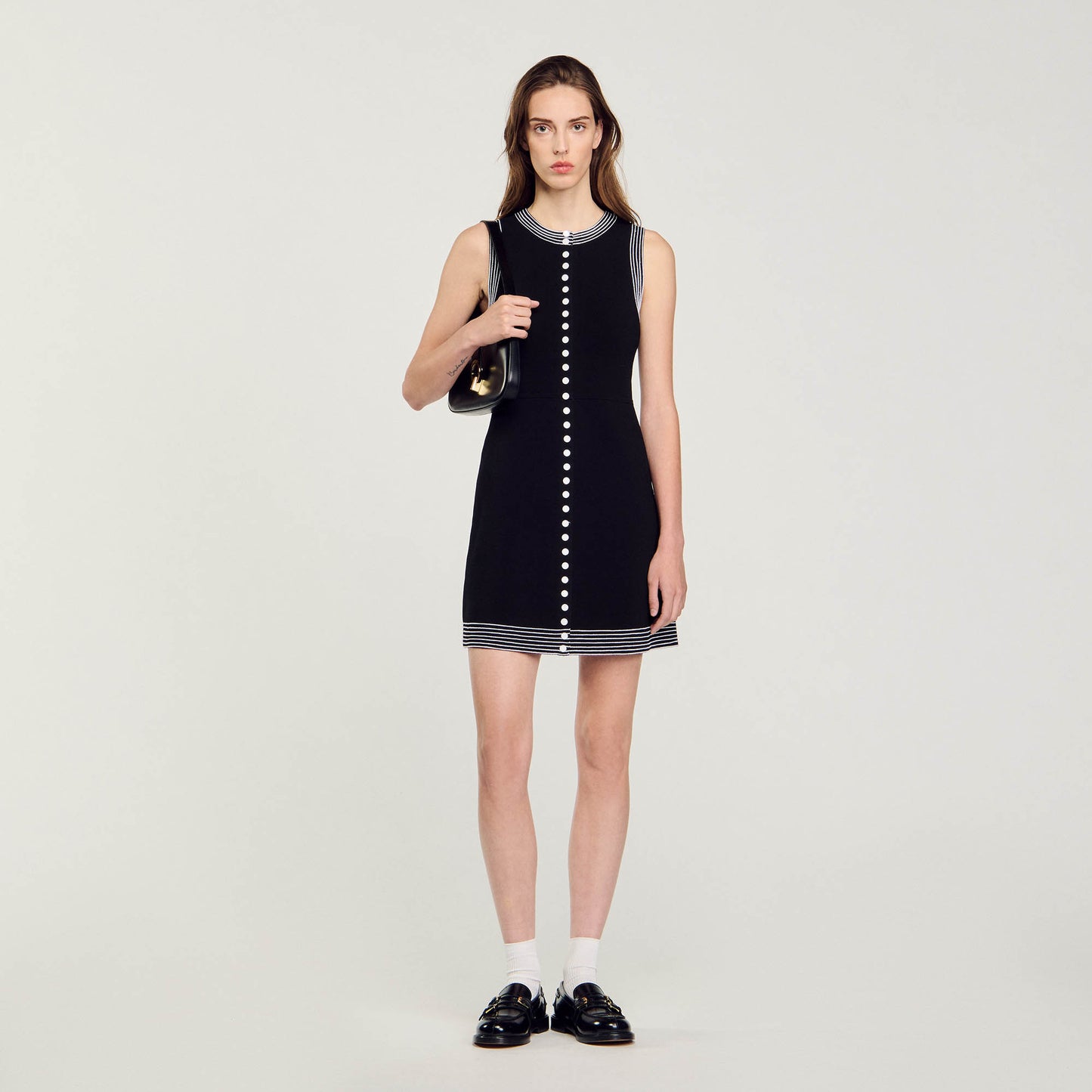 Short Button-Up Dress Black