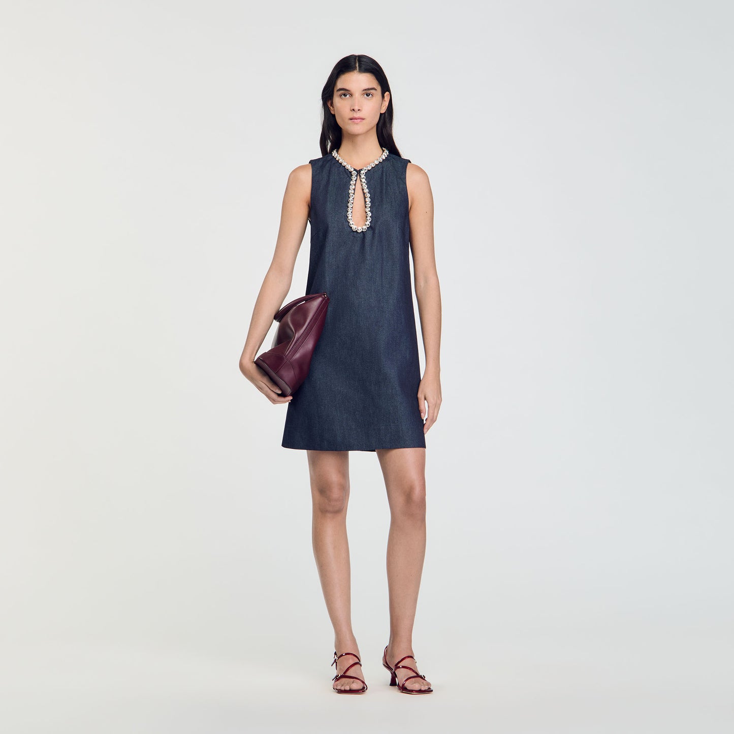 Short Rhinestone Dress Deep Blu