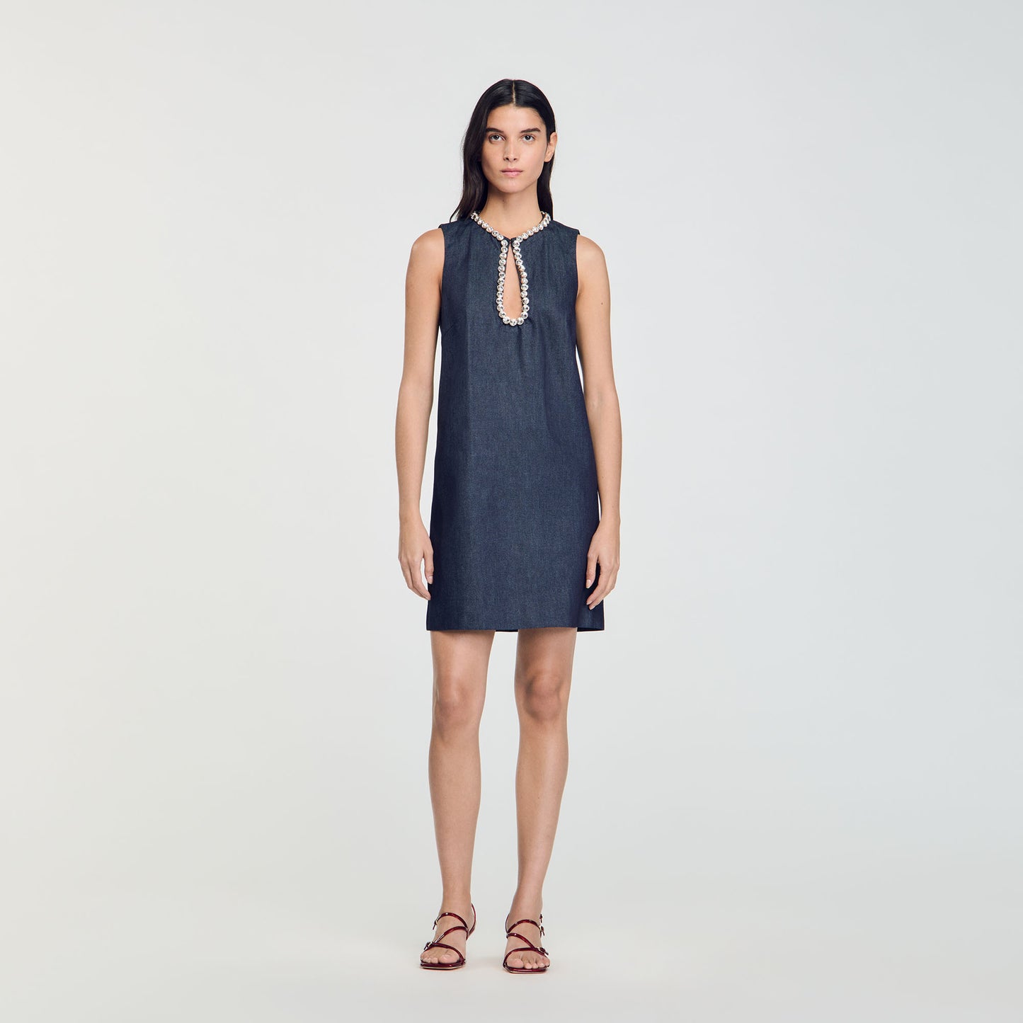 Short Rhinestone Dress Deep Blu