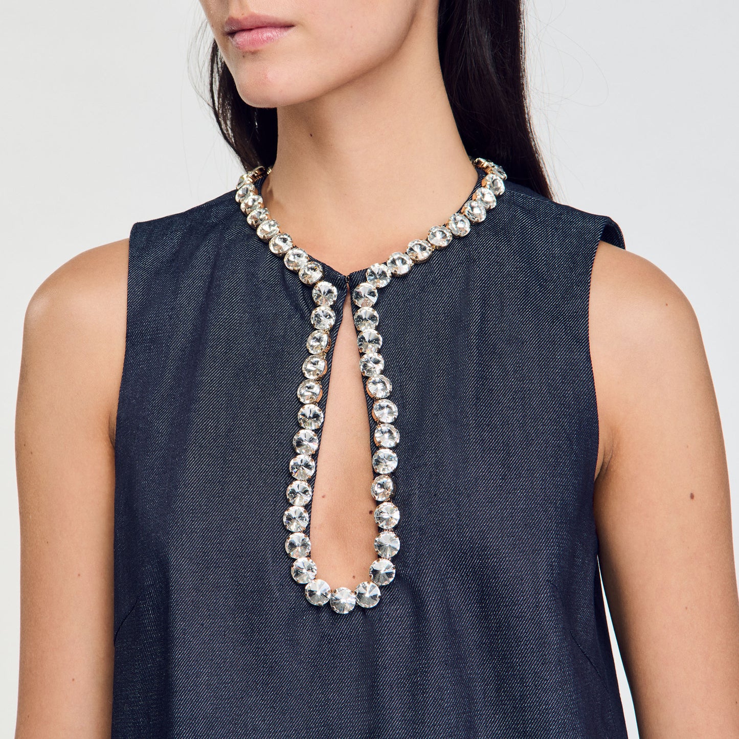 Short Rhinestone Dress Deep Blu