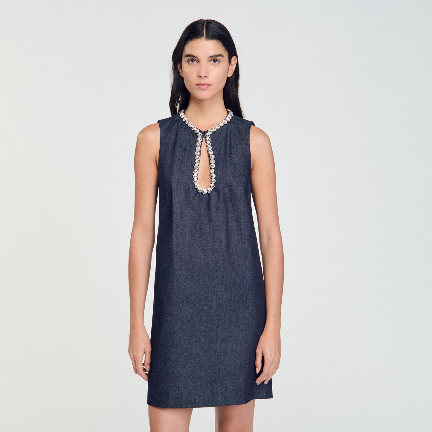 Short Rhinestone Dress Deep Blu