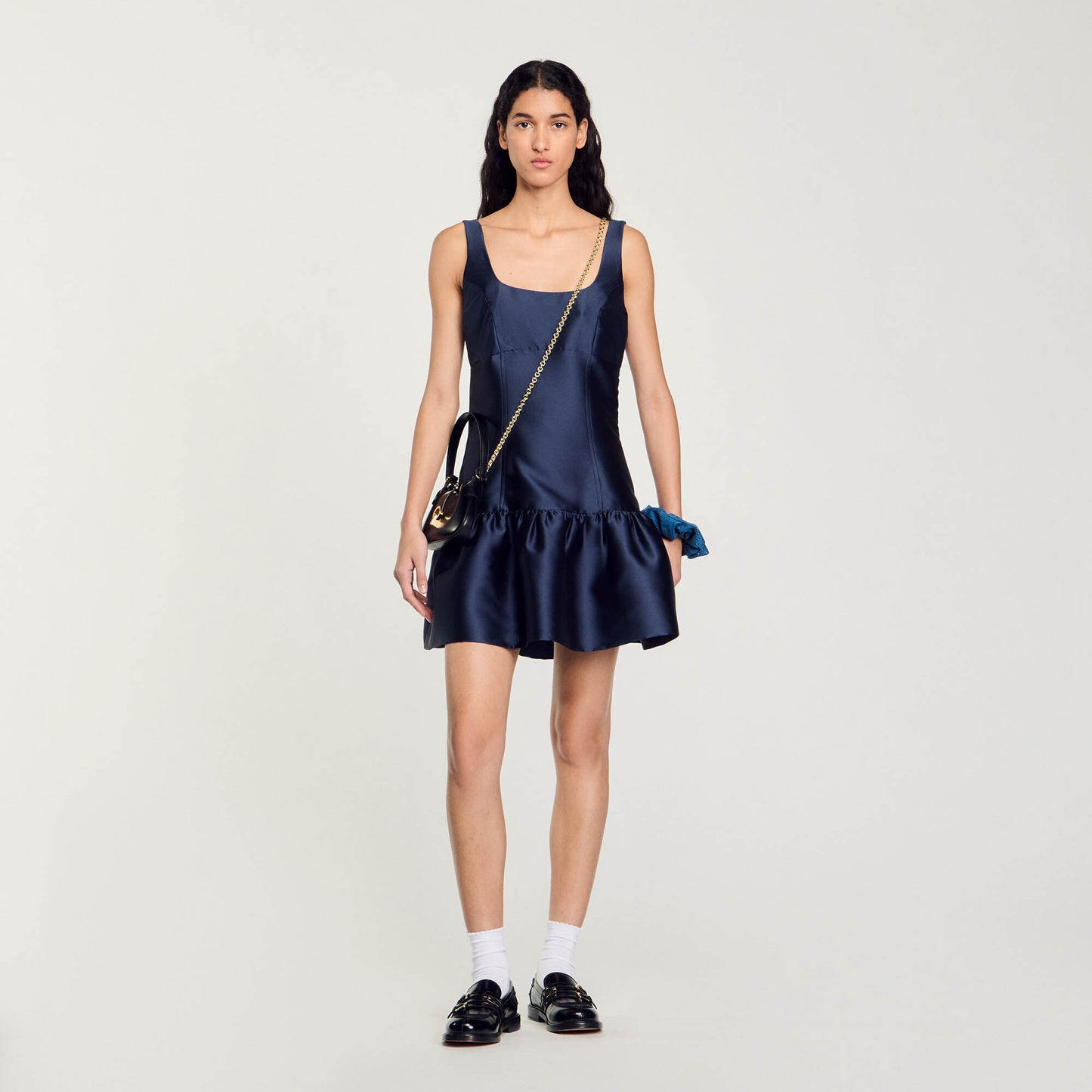 Short Satin Dress Midnight Blue