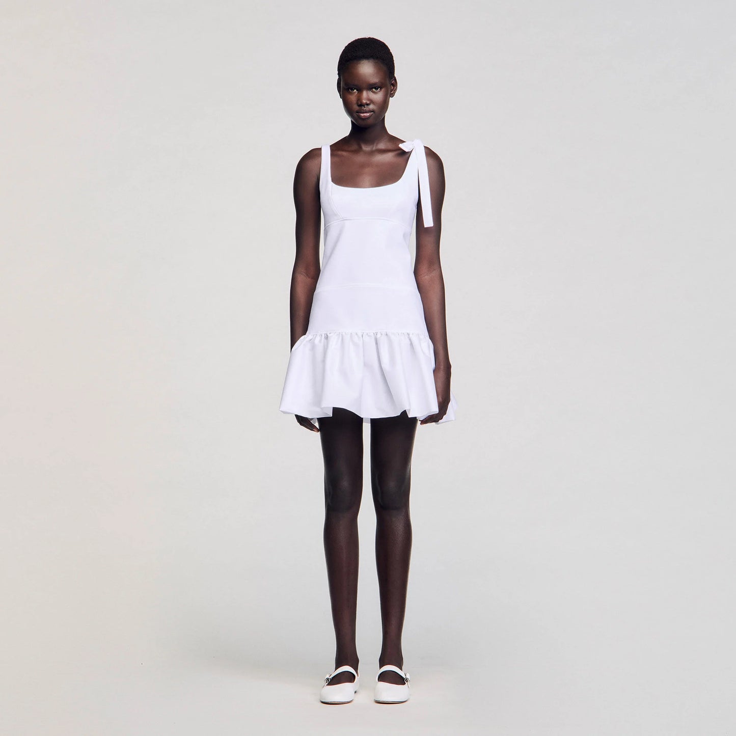 Lolita Dual-Material Short Dress White