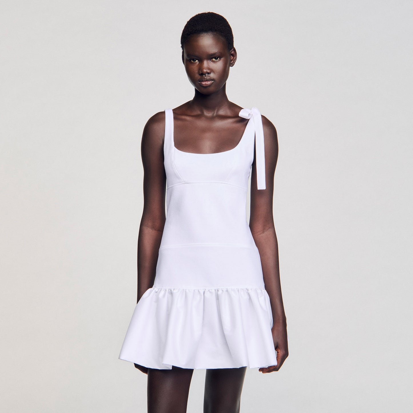 Lolita Dual-Material Short Dress White