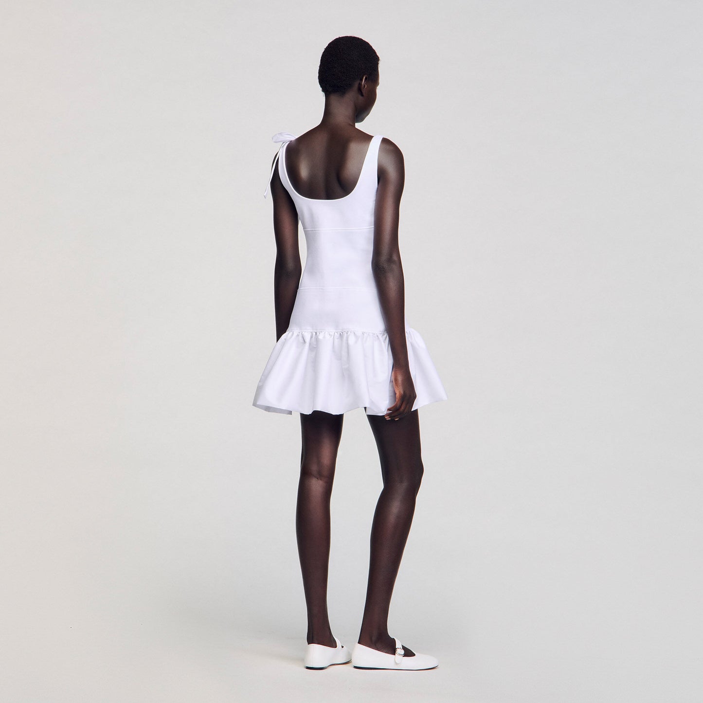 Lolita Dual-Material Short Dress White