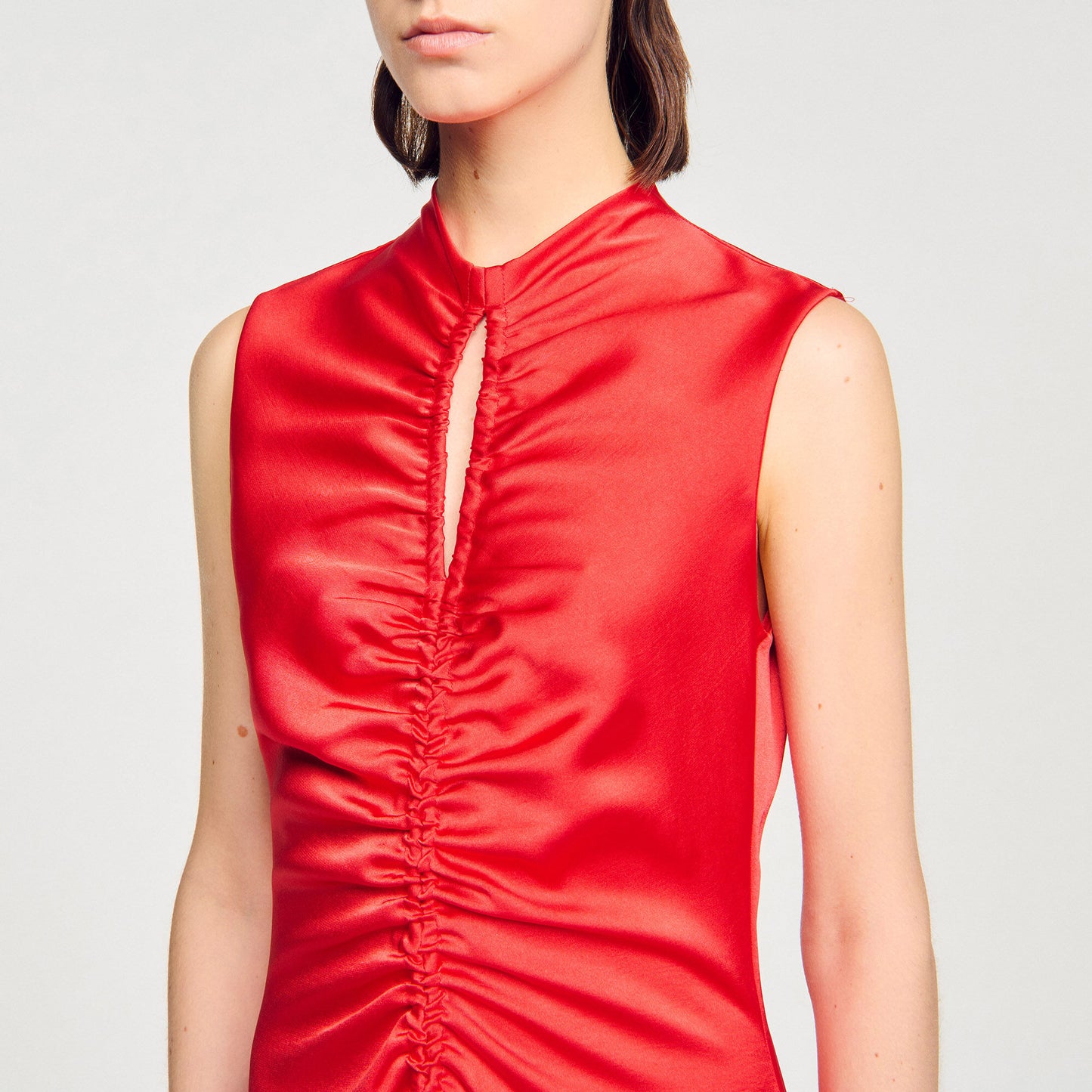 Titanic Draped Satin-Effect Dress Red