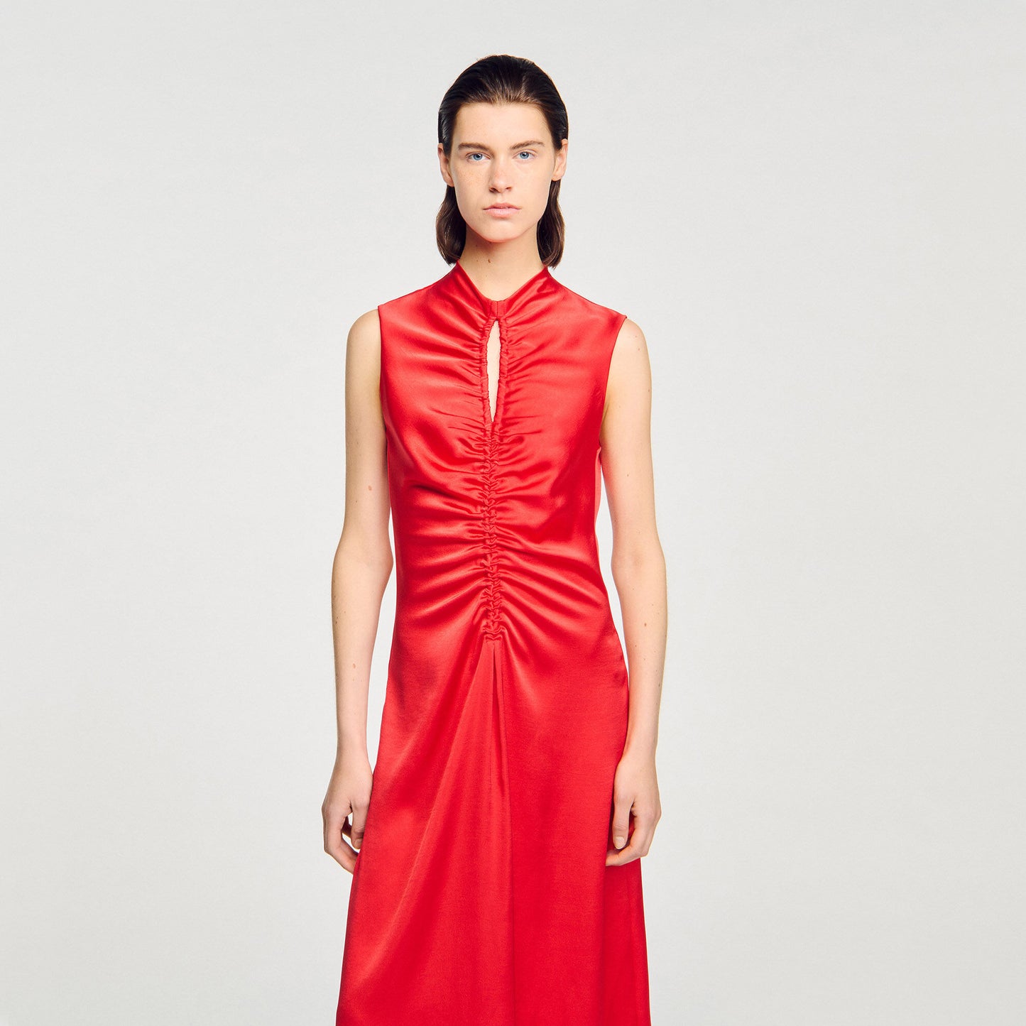 Titanic Draped Satin-Effect Dress Red