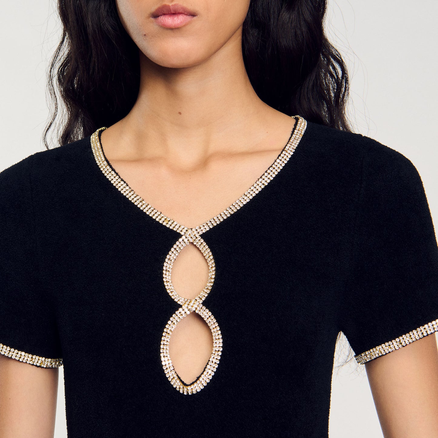 Rhinestone Velvet Dress Black