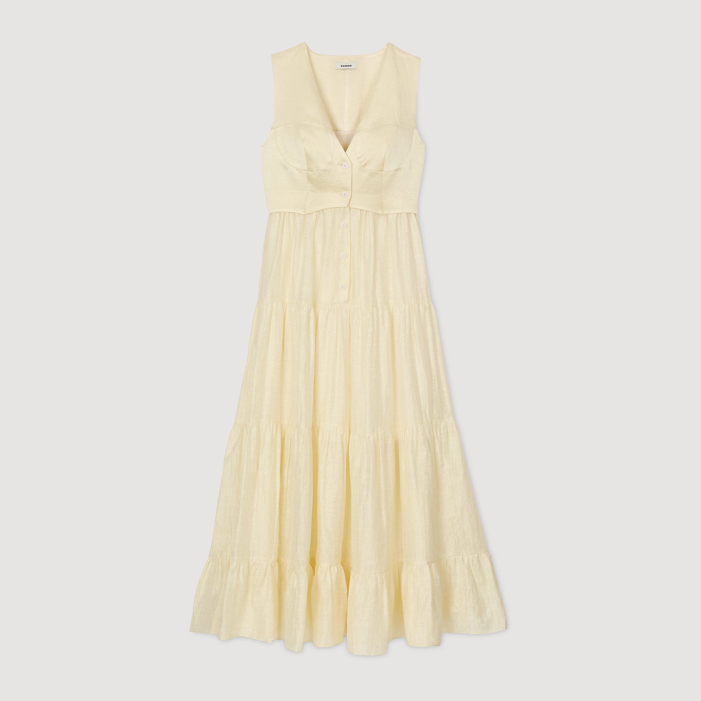 Pleated Maxi Dress Light Yellow