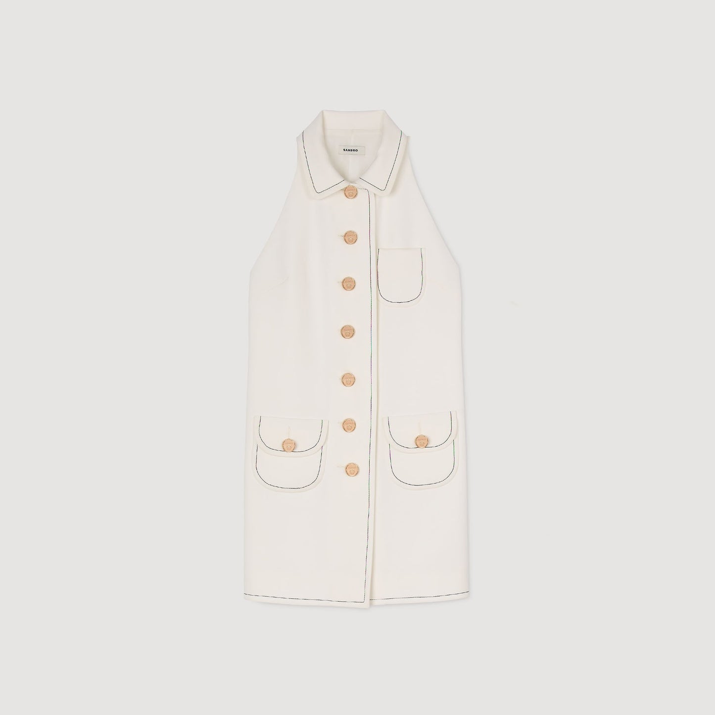 Peter Pan Collar Short Dress Ecru