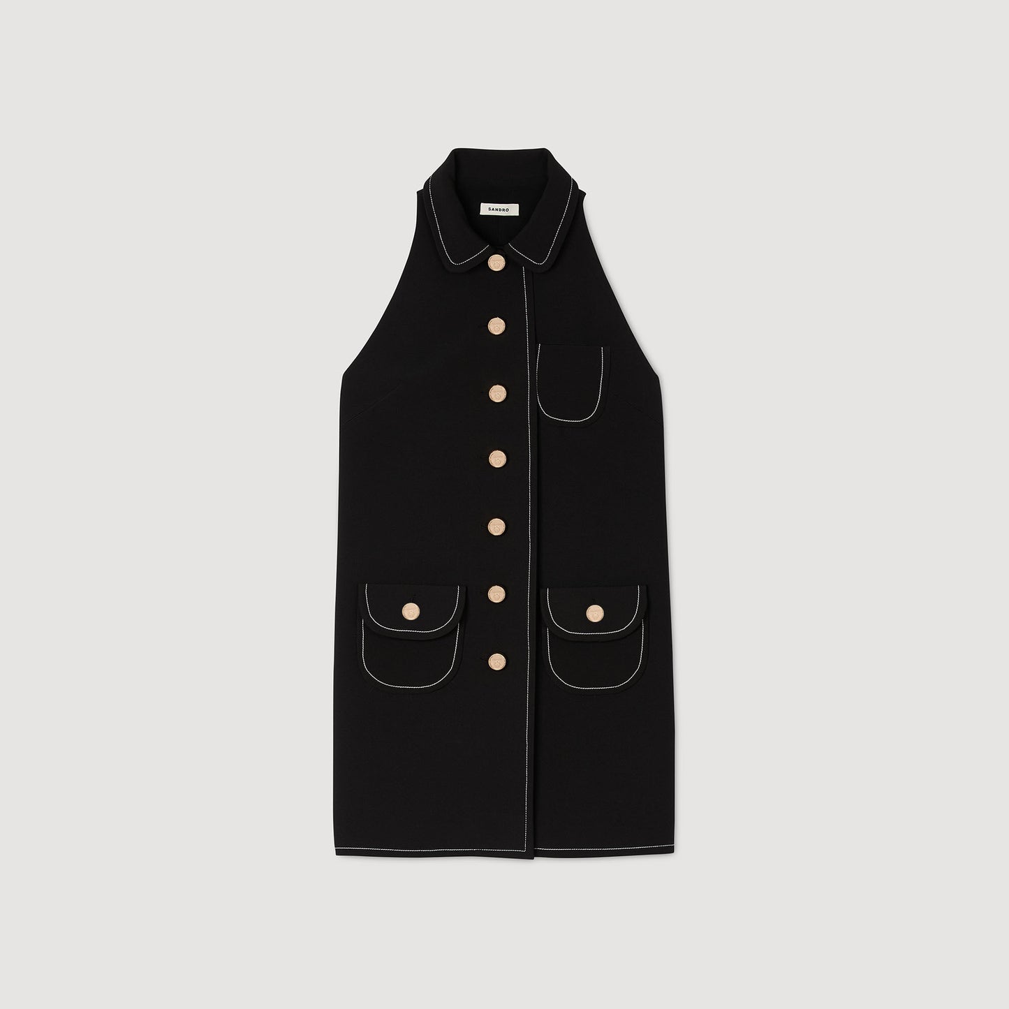 Peter Pan Collar Short Dress Black