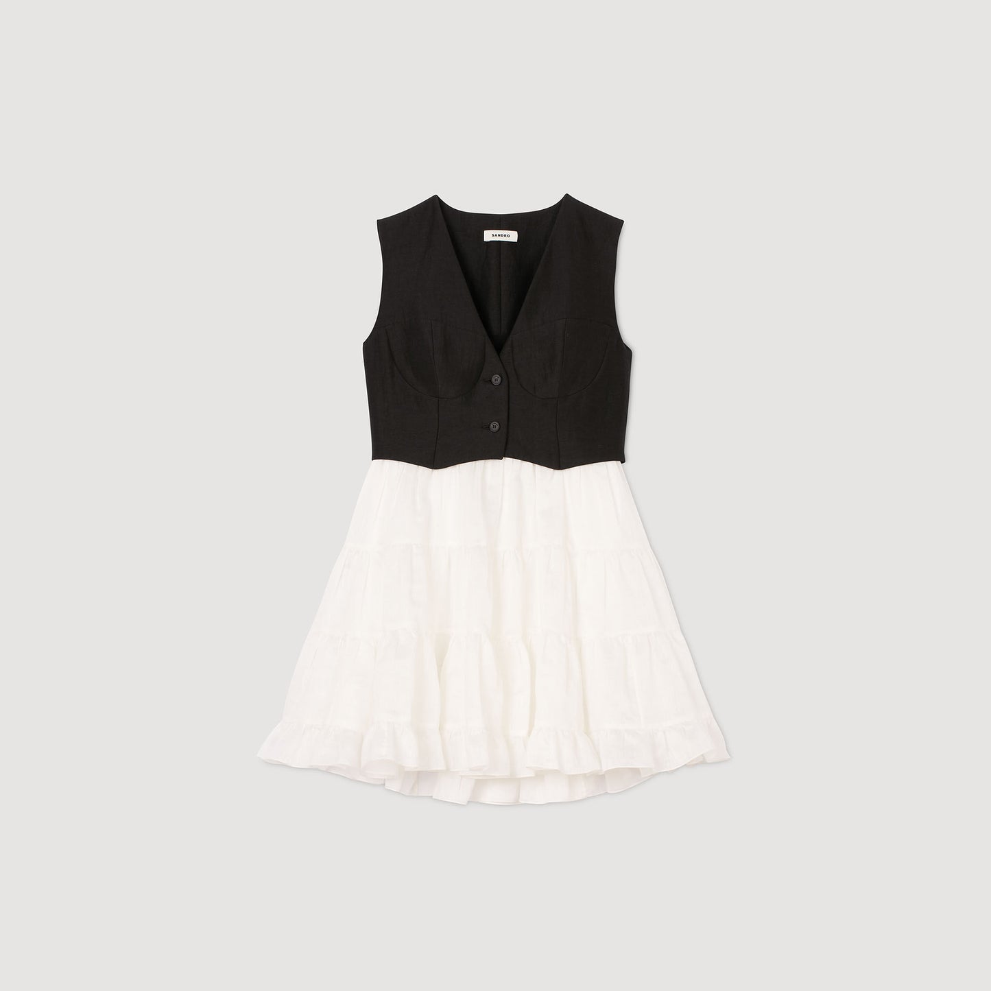 Two-Tone Short Dress Black / Ecru
