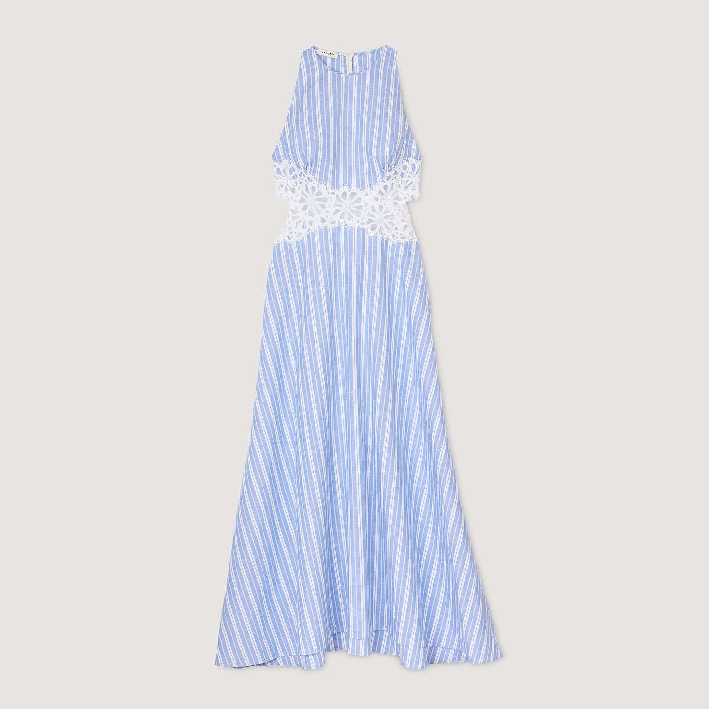 Majorelle Striped Maxi Dress With Lace Blu / White