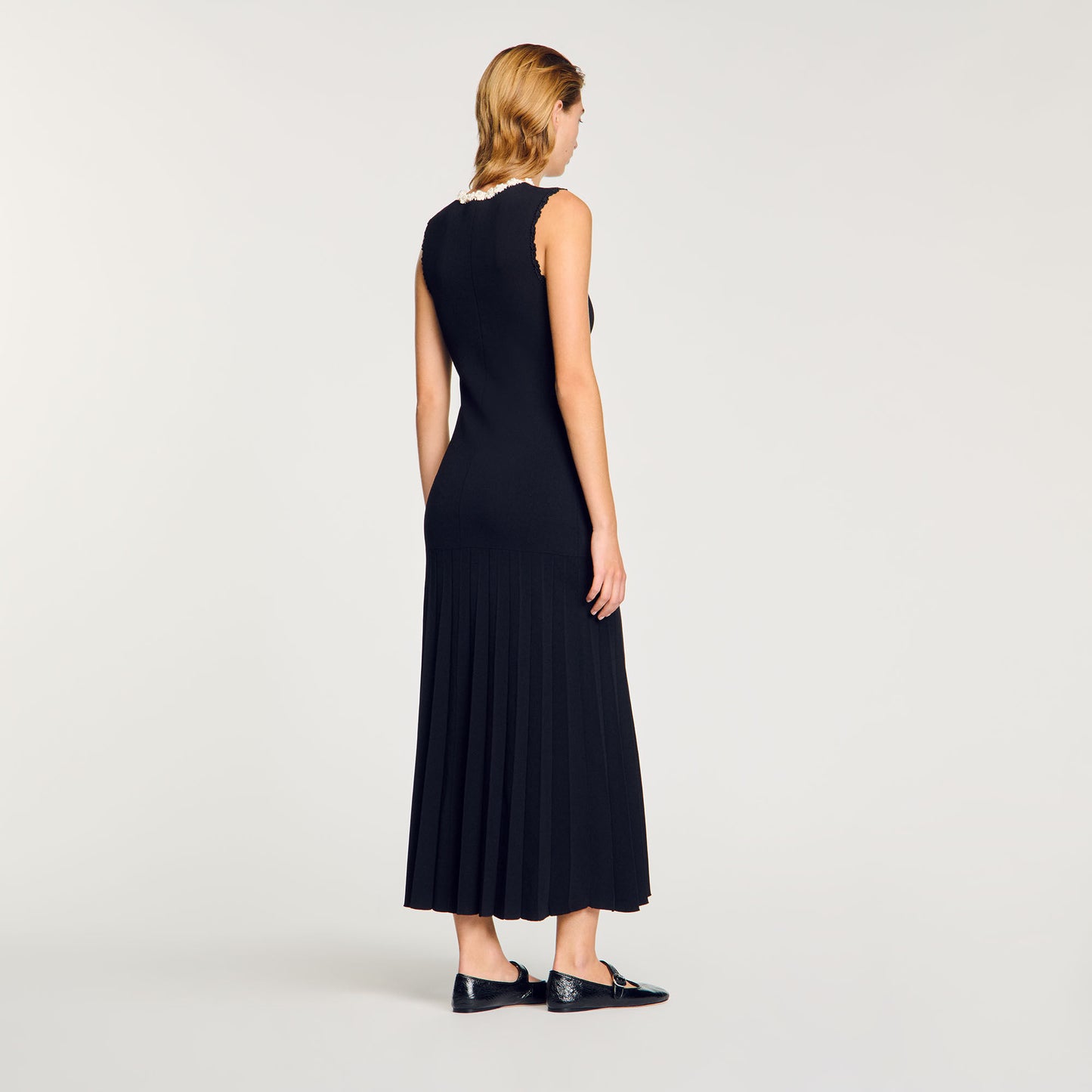 Long Dress With Crochet Detailing Black