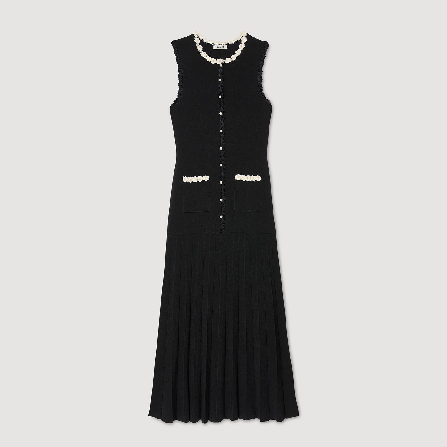 Long Dress With Crochet Detailing Black