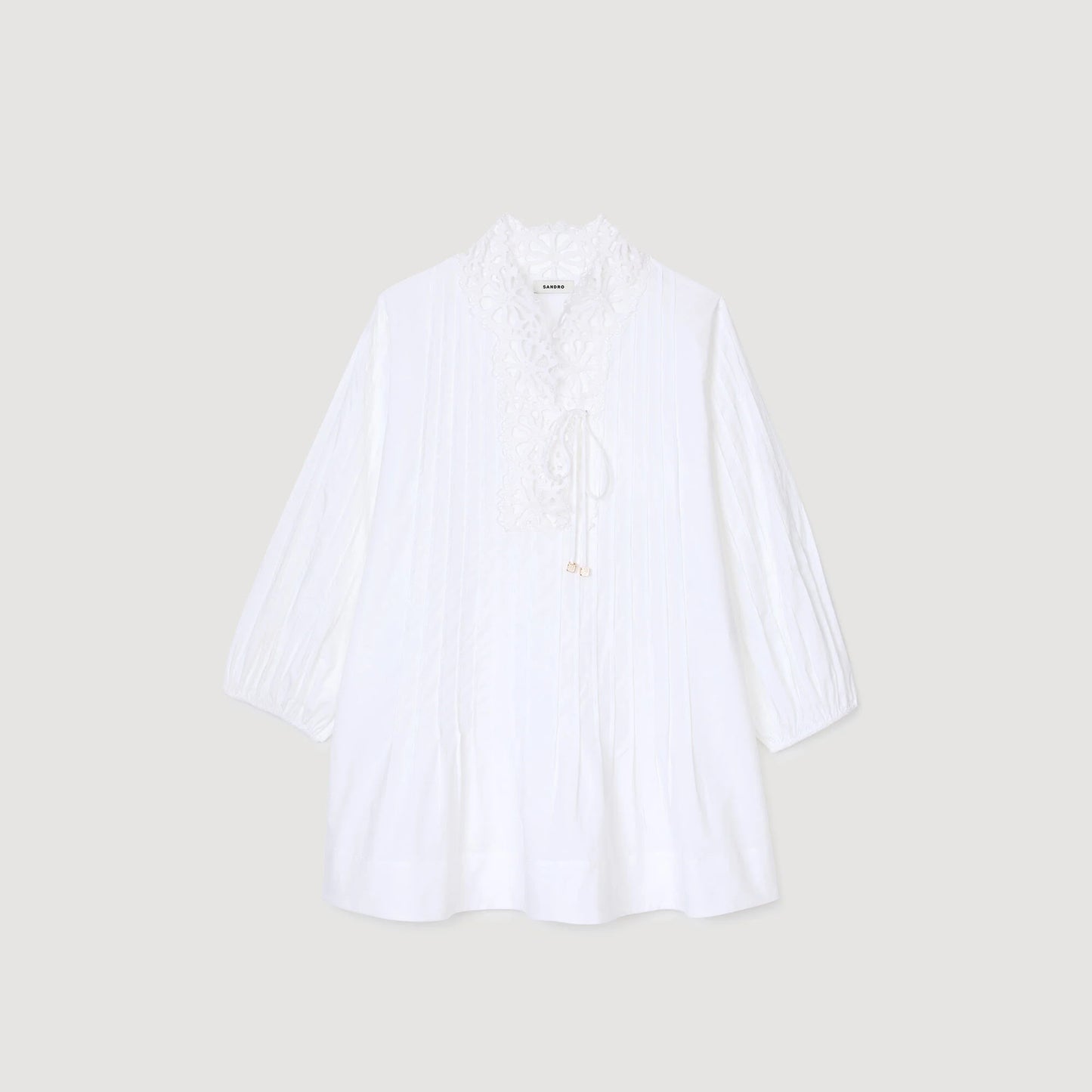 Moana Short Dress With Lace Detail White