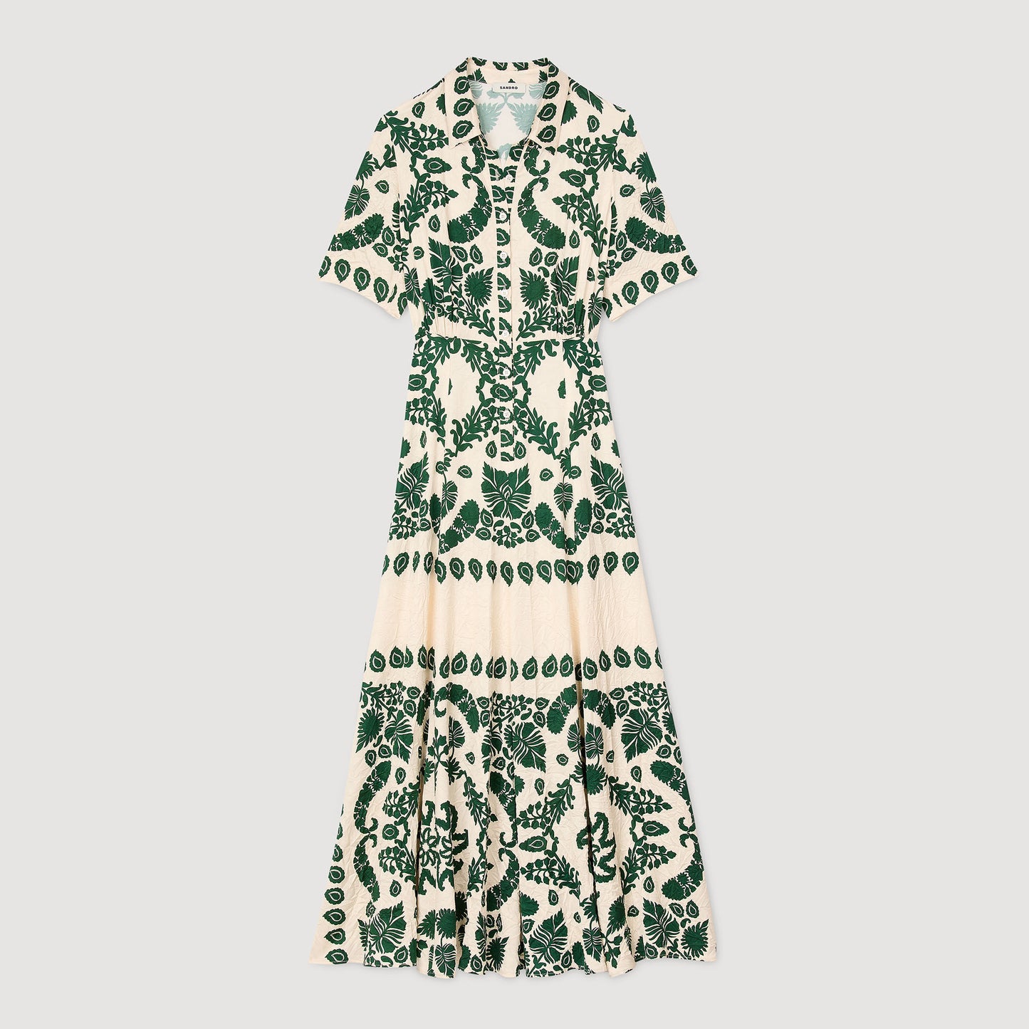 Floral Print Maxi Dress Ecru / Green