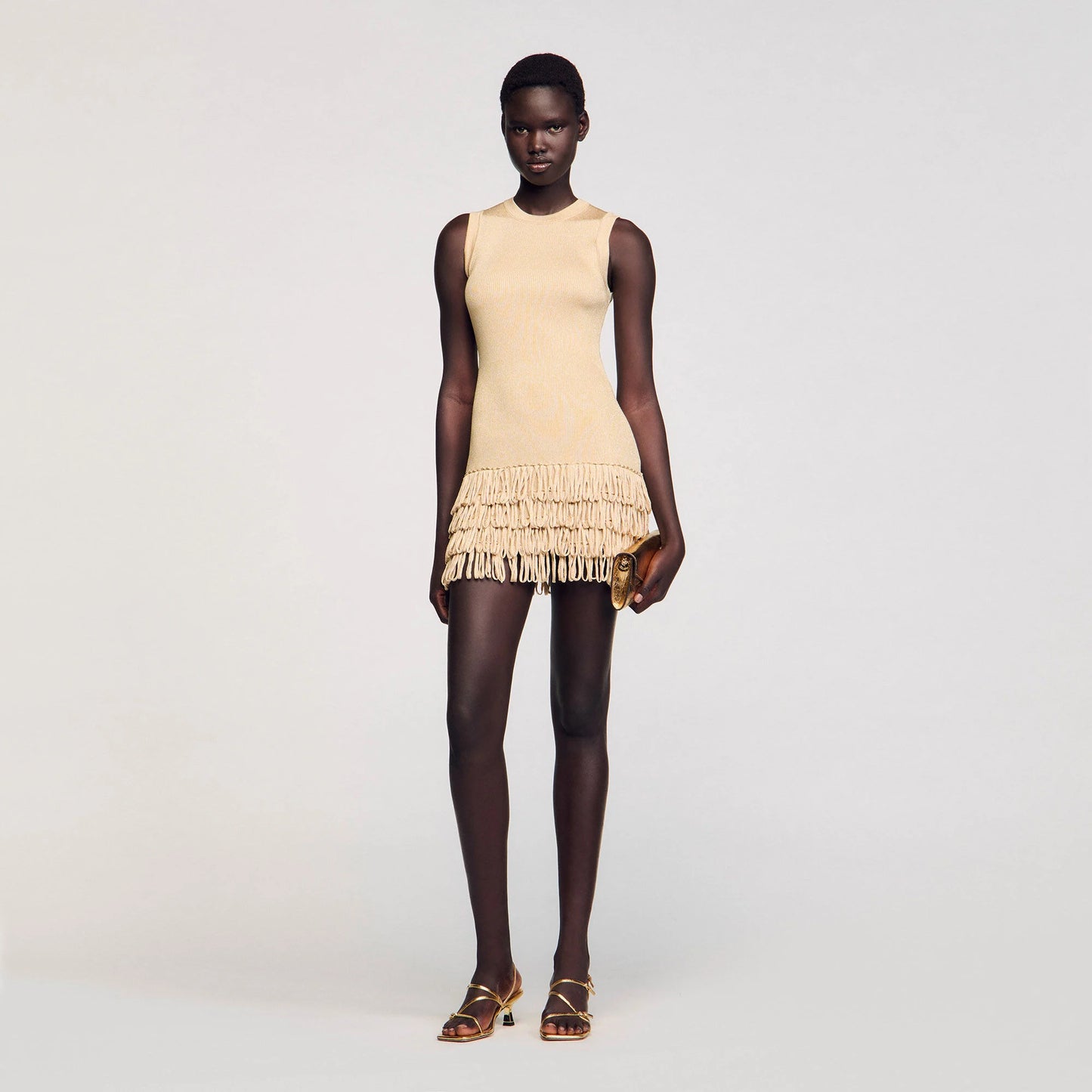 Ida Short Knit Dress Gold