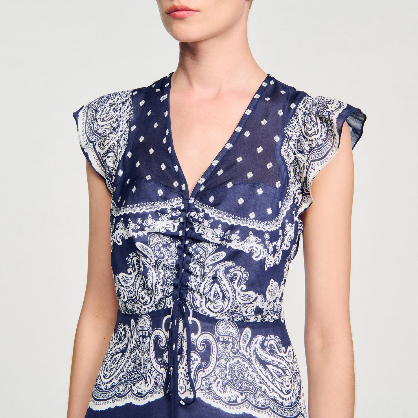 Orinna Short Bandana-Motif Dress Blu / White