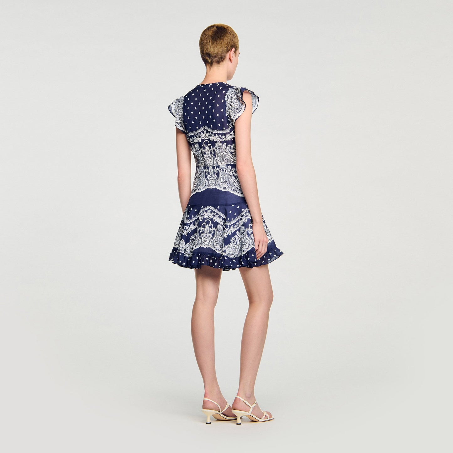 Orinna Short Bandana-Motif Dress Blu / White
