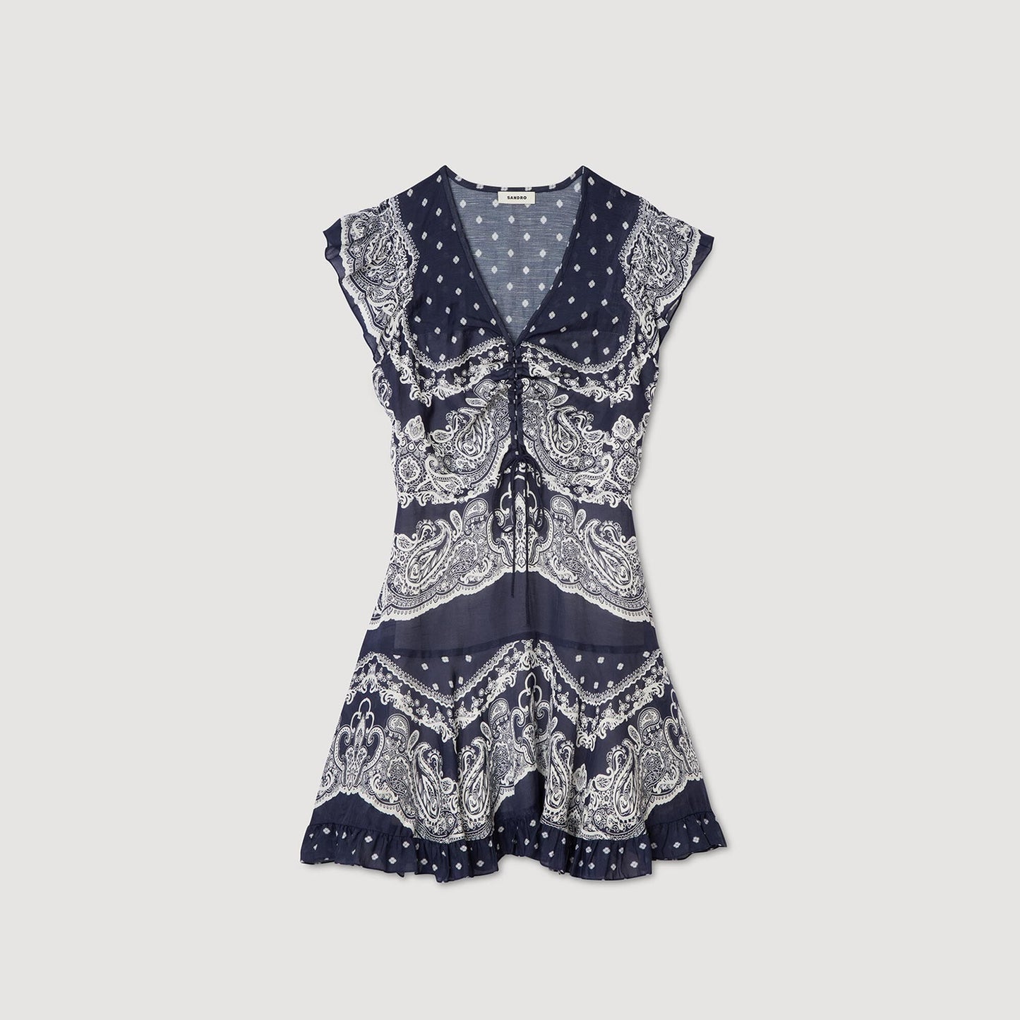 Orinna Short Bandana-Motif Dress Blu / White