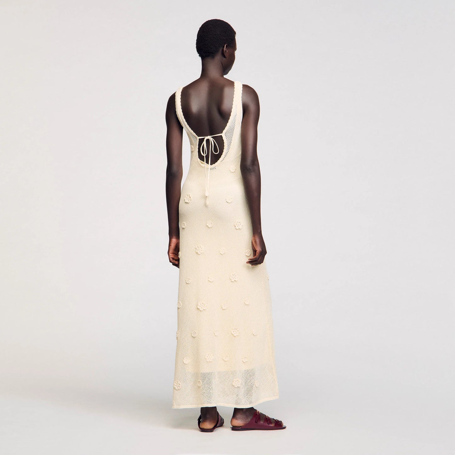 Bouquet Knit Maxi Dress Ecru
