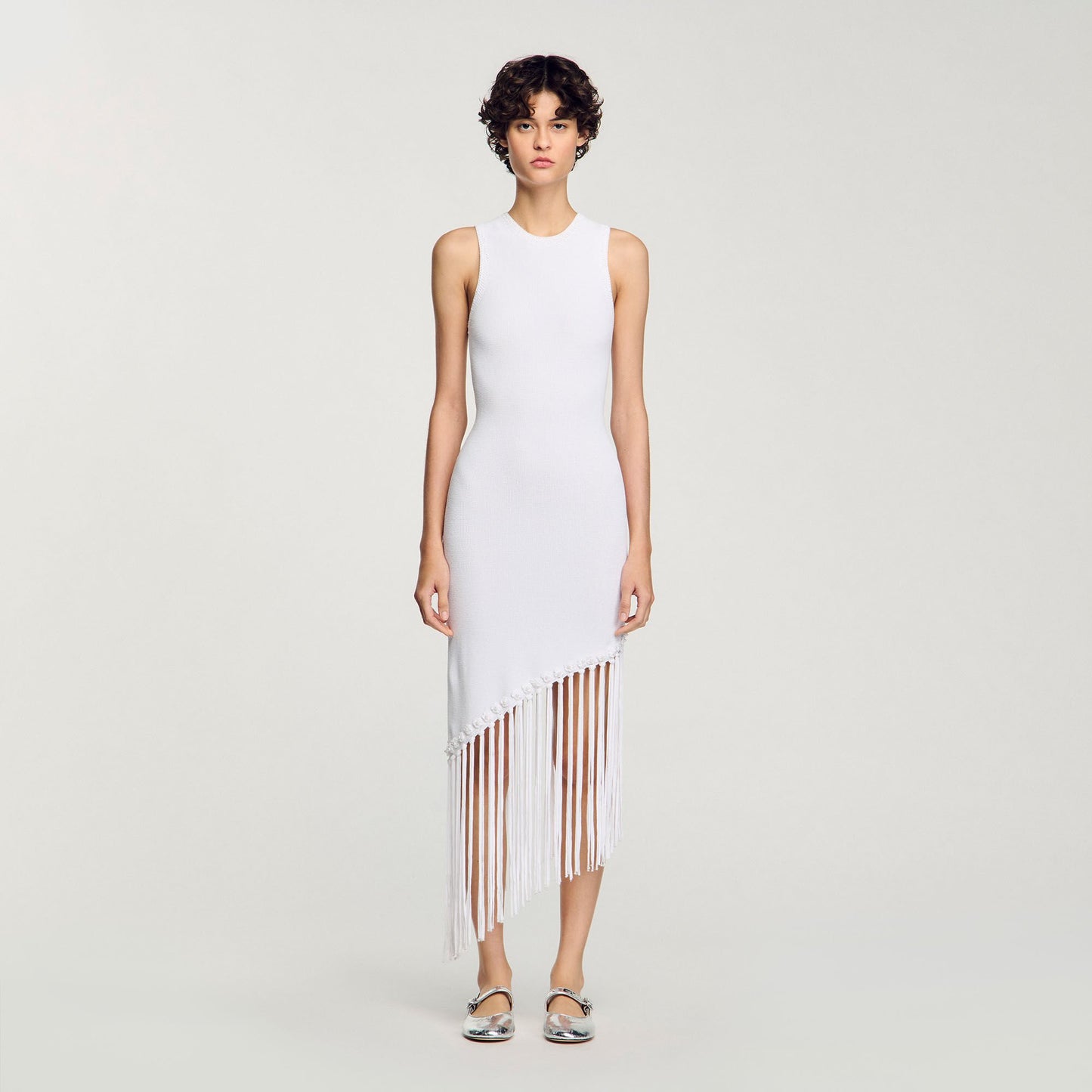 Heloise Fringed Crochet Maxi Dress White
