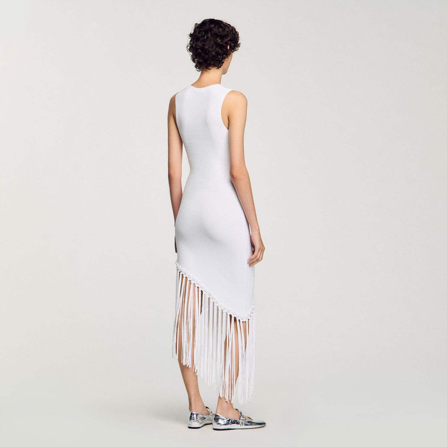 Heloise Fringed Crochet Maxi Dress White