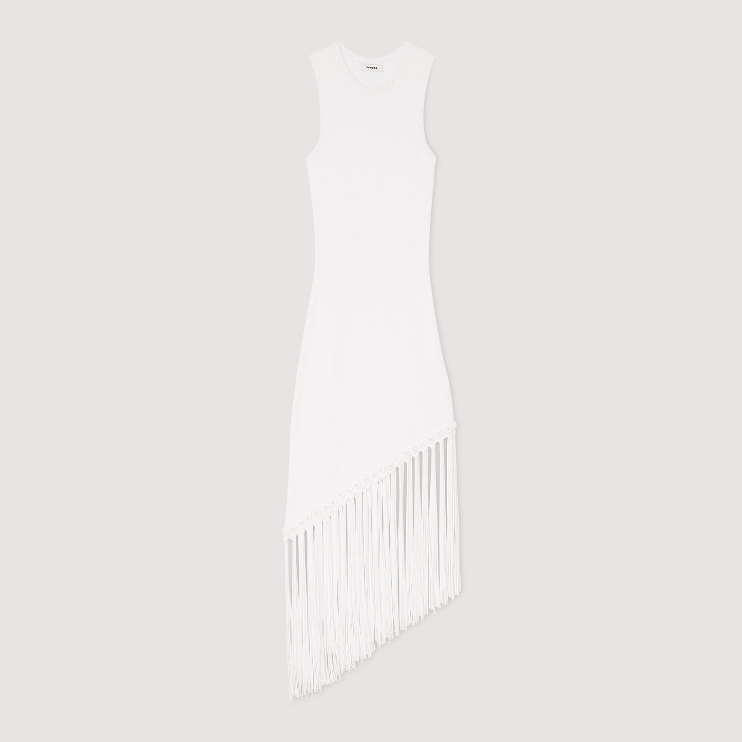 Heloise Fringed Crochet Maxi Dress White