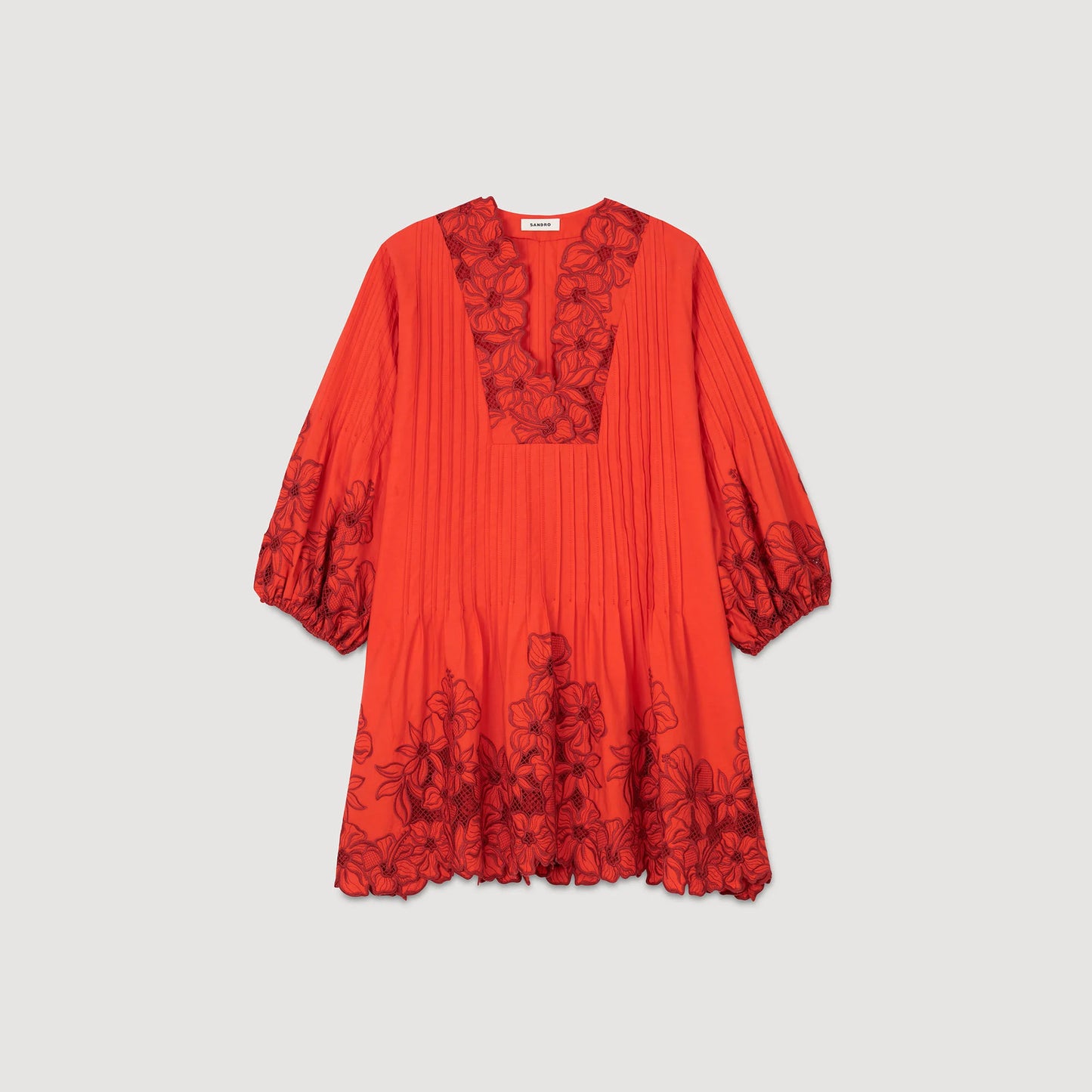 Reina Short Dress With Floral Details Red